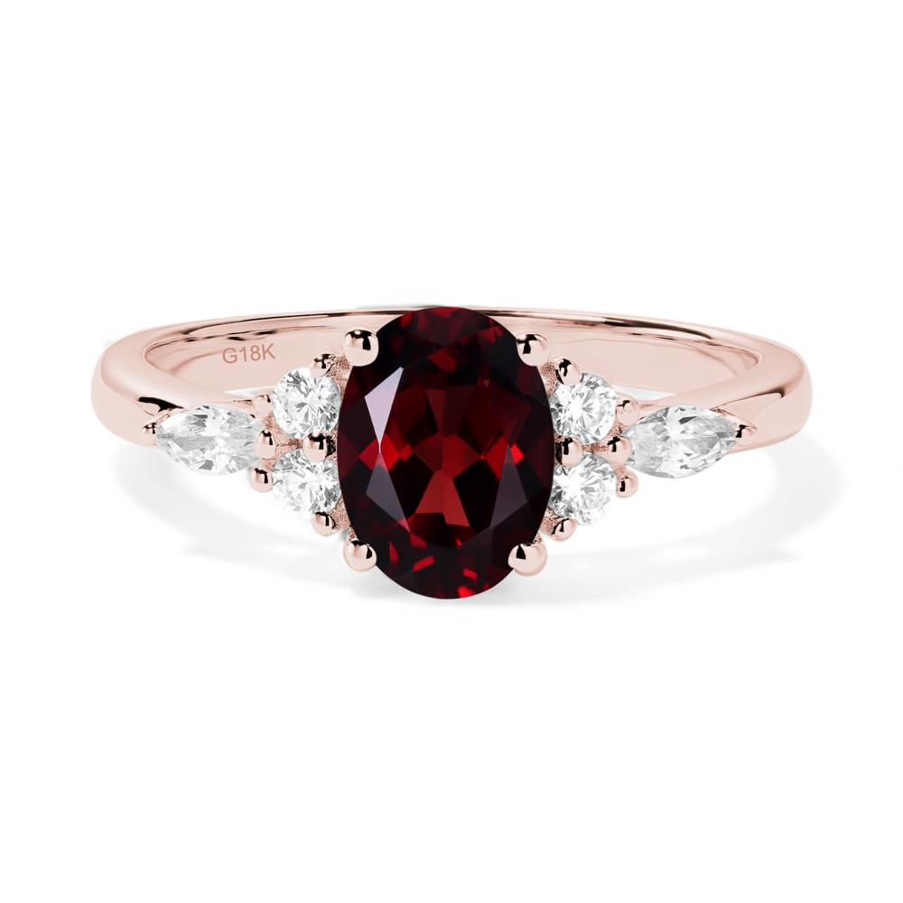 Simple Oval Garnet Engagement Ring - LUO Jewelry #metal_18k rose gold