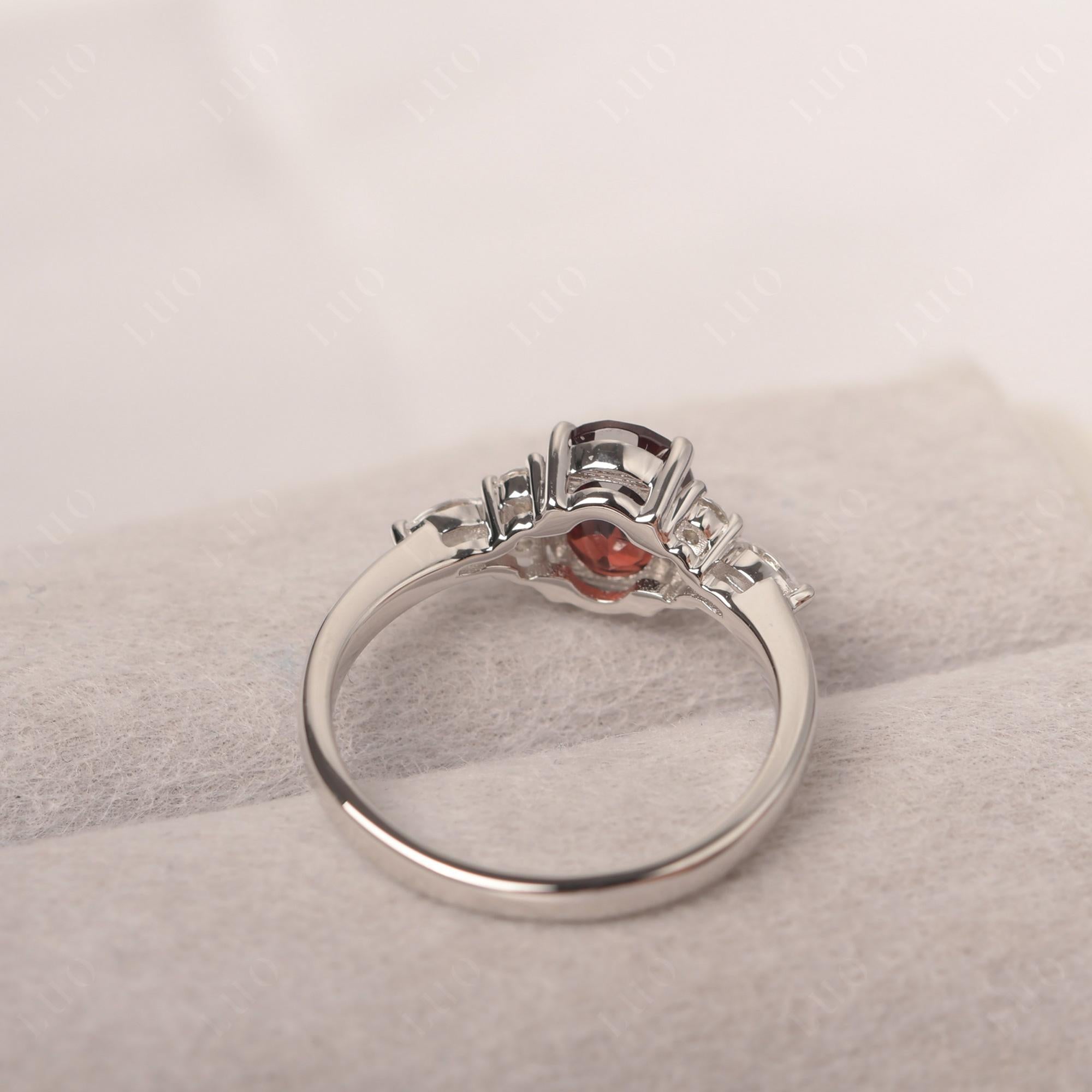 Simple Oval Garnet Engagement Ring - LUO Jewelry 