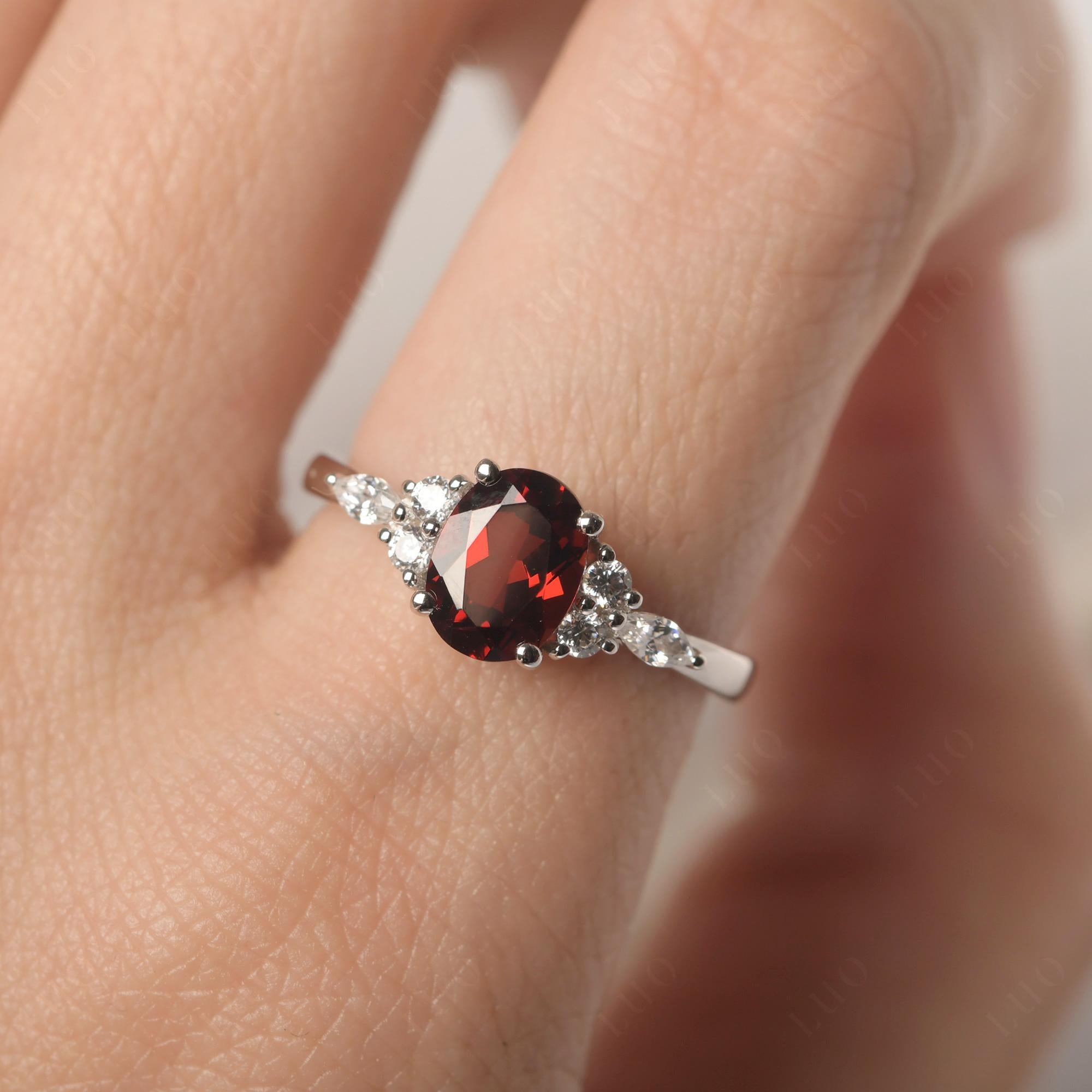 Simple Oval Garnet Engagement Ring - LUO Jewelry 