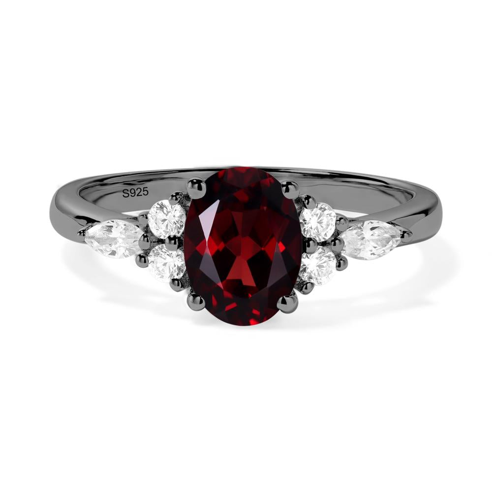 Simple Oval Garnet Engagement Ring - LUO Jewelry #metal_black finish sterling silver