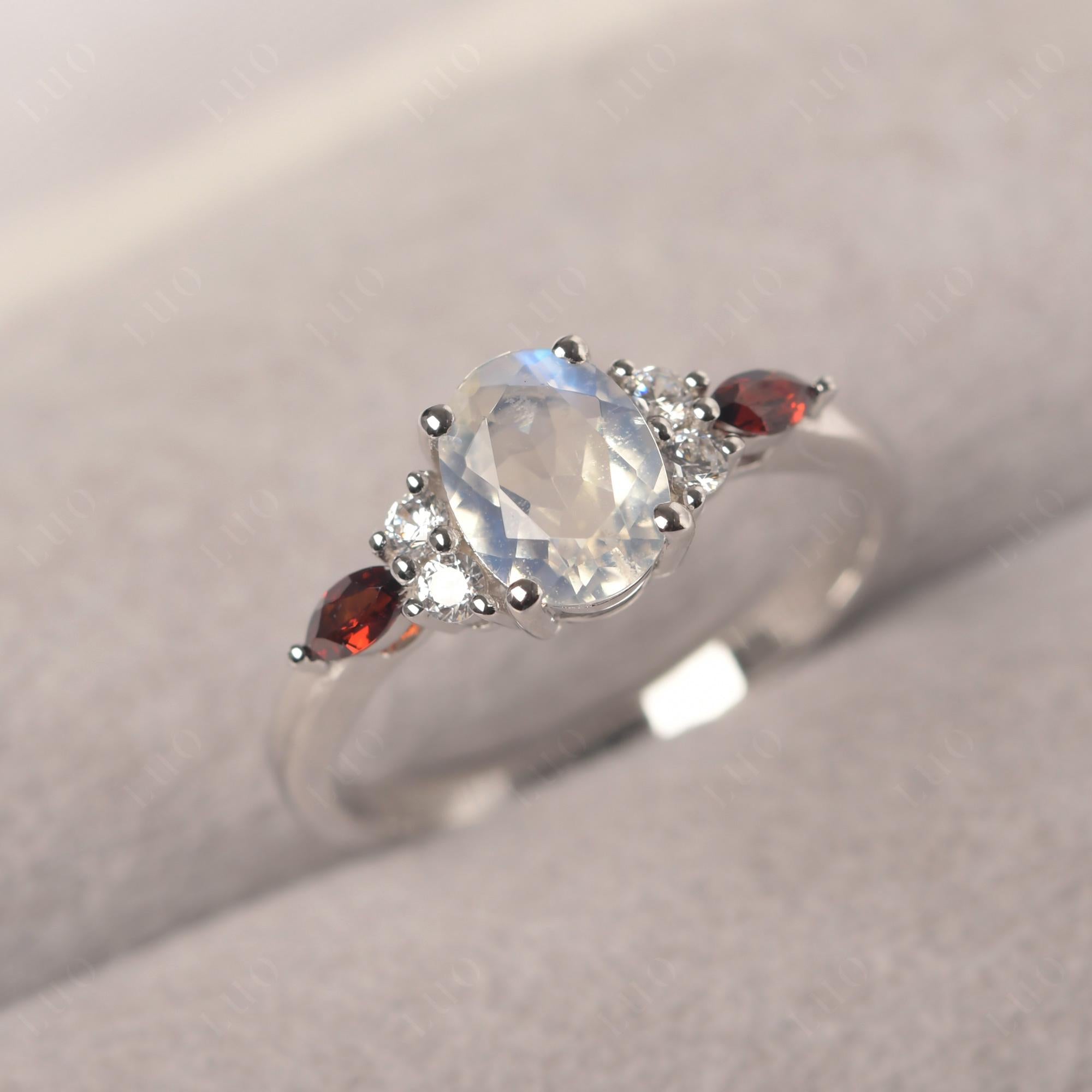 Simple Oval Moonstone Engagement Ring - LUO Jewelry 