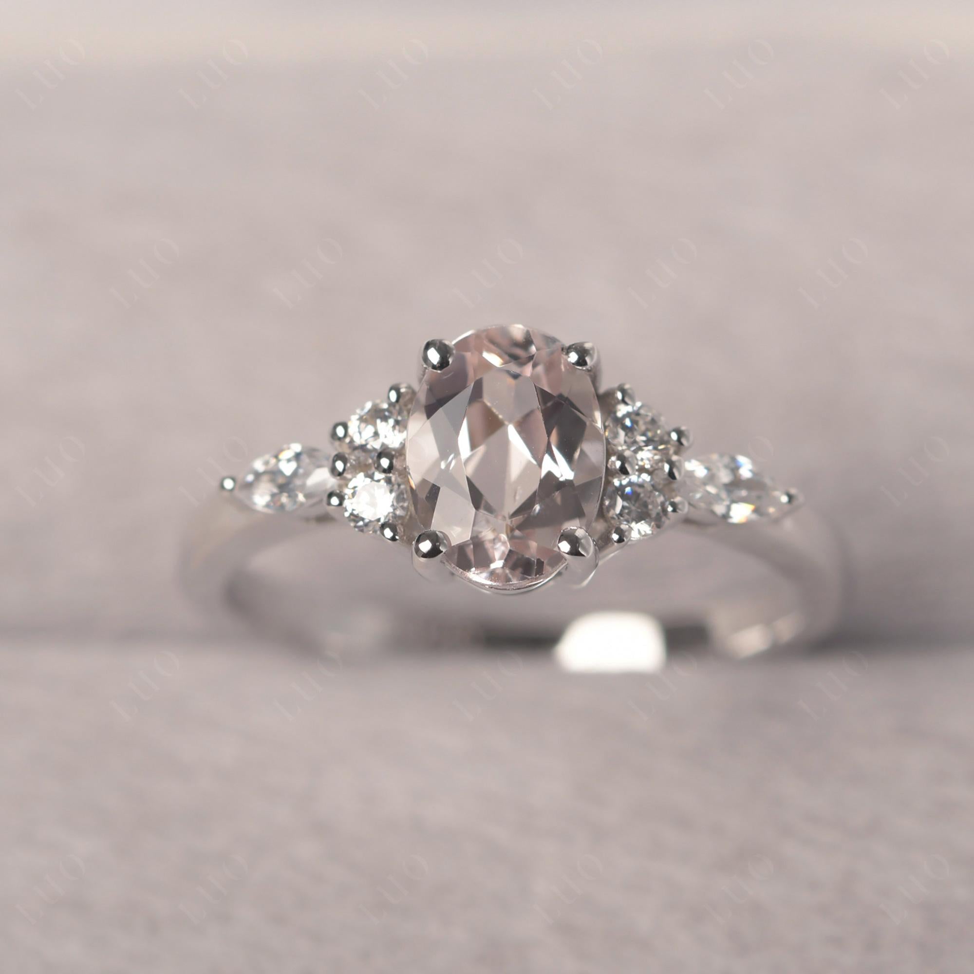 Simple Oval Morganite Engagement Ring - LUO Jewelry 