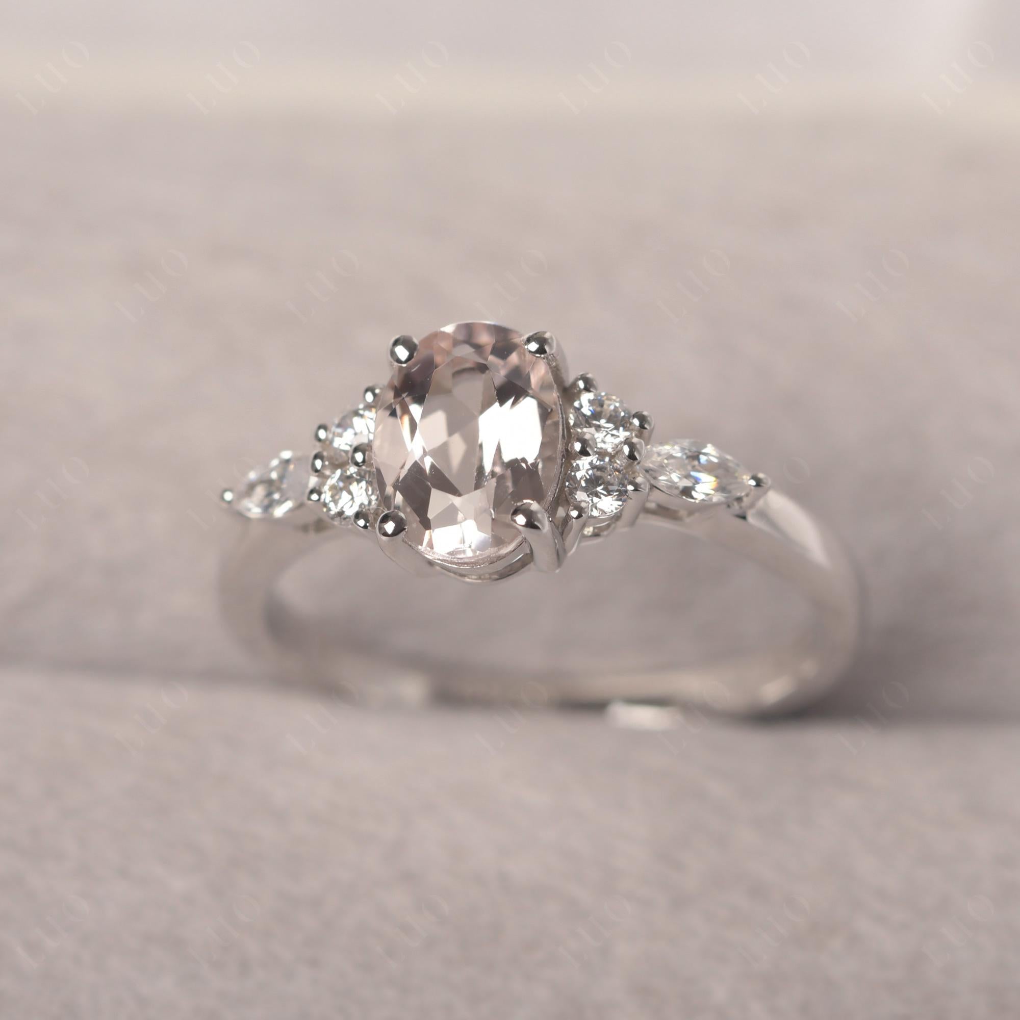 Simple Oval Morganite Engagement Ring - LUO Jewelry 