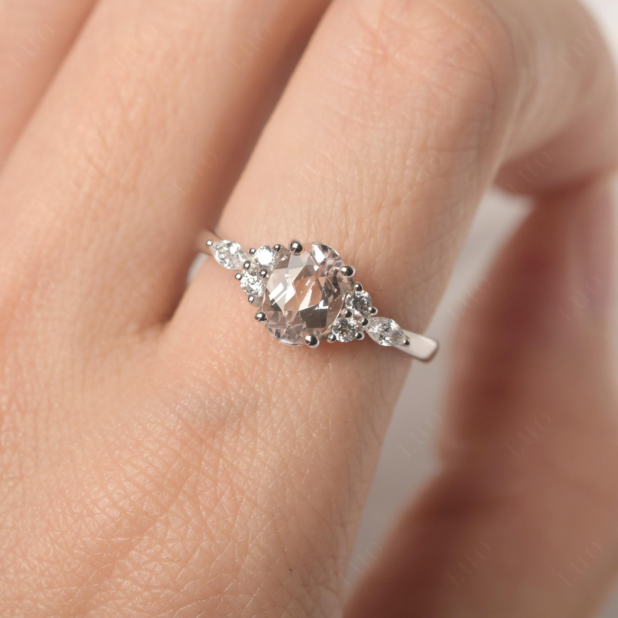 Simple Oval Morganite Engagement Ring - LUO Jewelry 