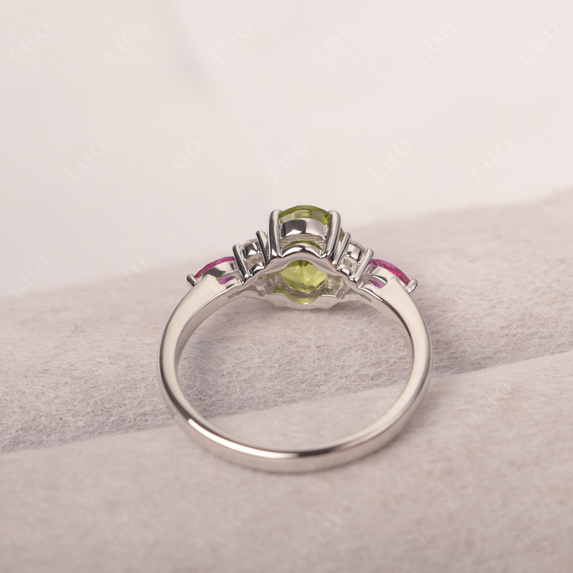 Simple Oval Peridot Engagement Ring - LUO Jewelry 