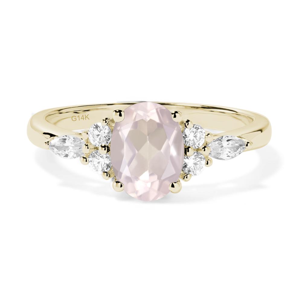 Simple Oval Rose Quartz Engagement Ring - LUO Jewelry #metal_14k yellow gold