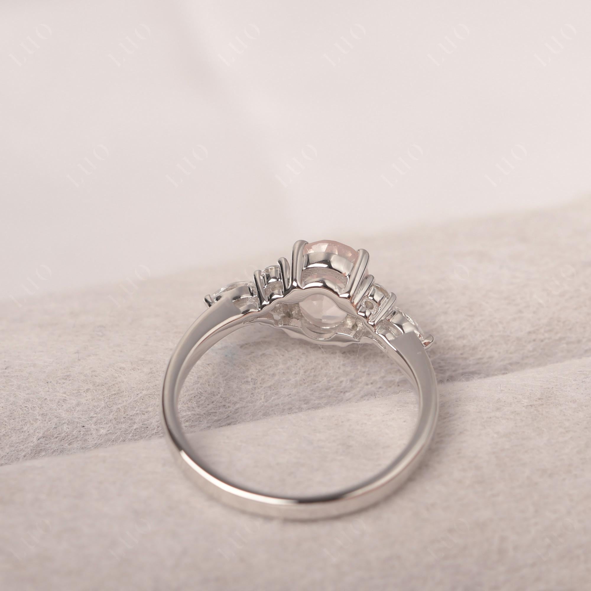 Simple Oval Rose Quartz Engagement Ring - LUO Jewelry 