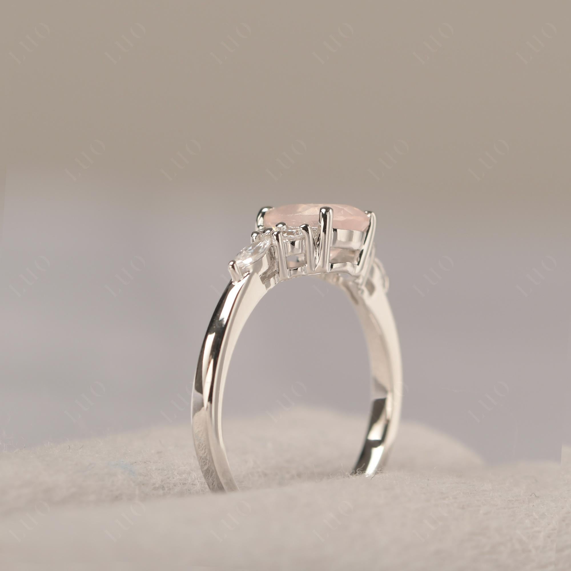 Simple Oval Rose Quartz Engagement Ring - LUO Jewelry 