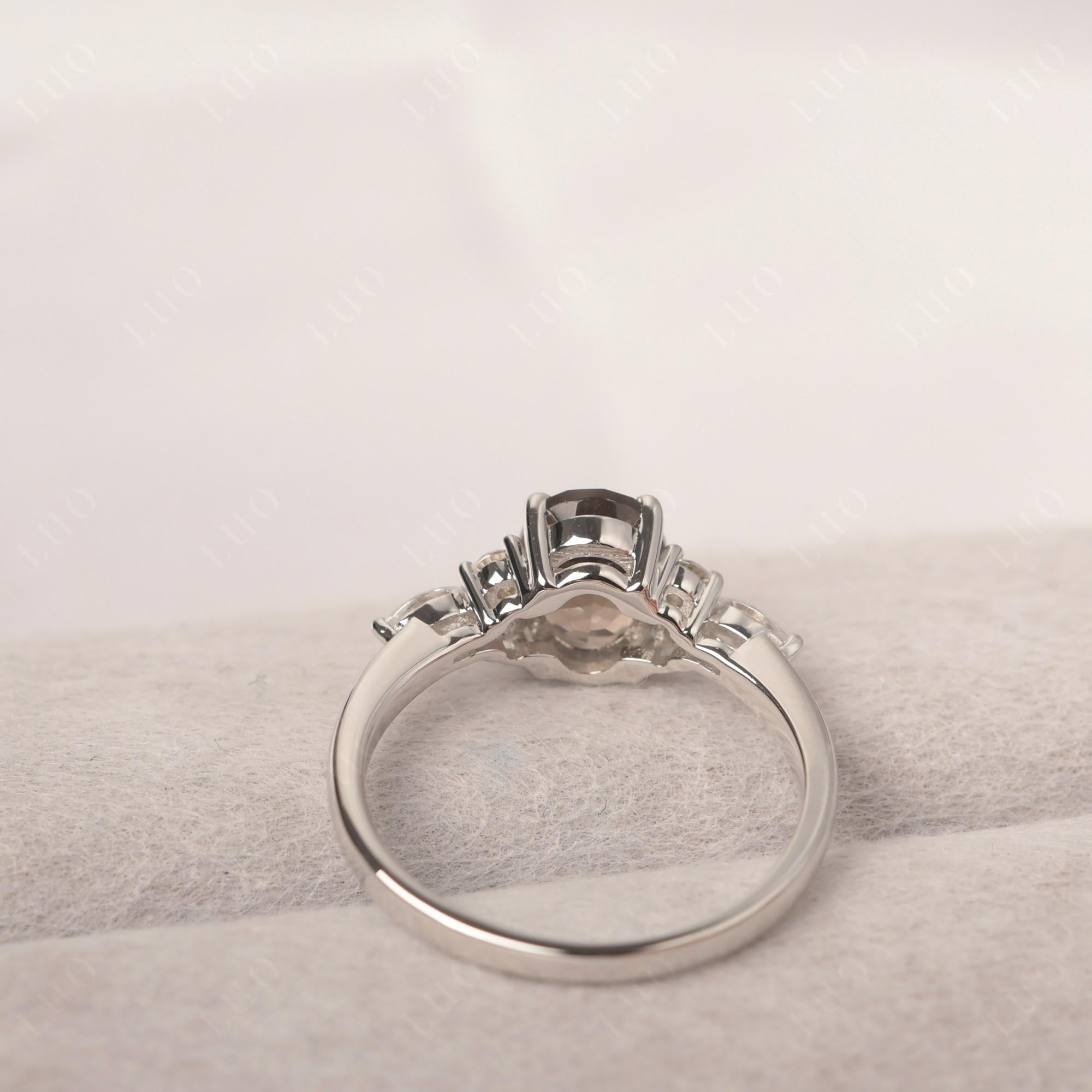 Simple Oval Smoky Quartz Engagement Ring - LUO Jewelry 