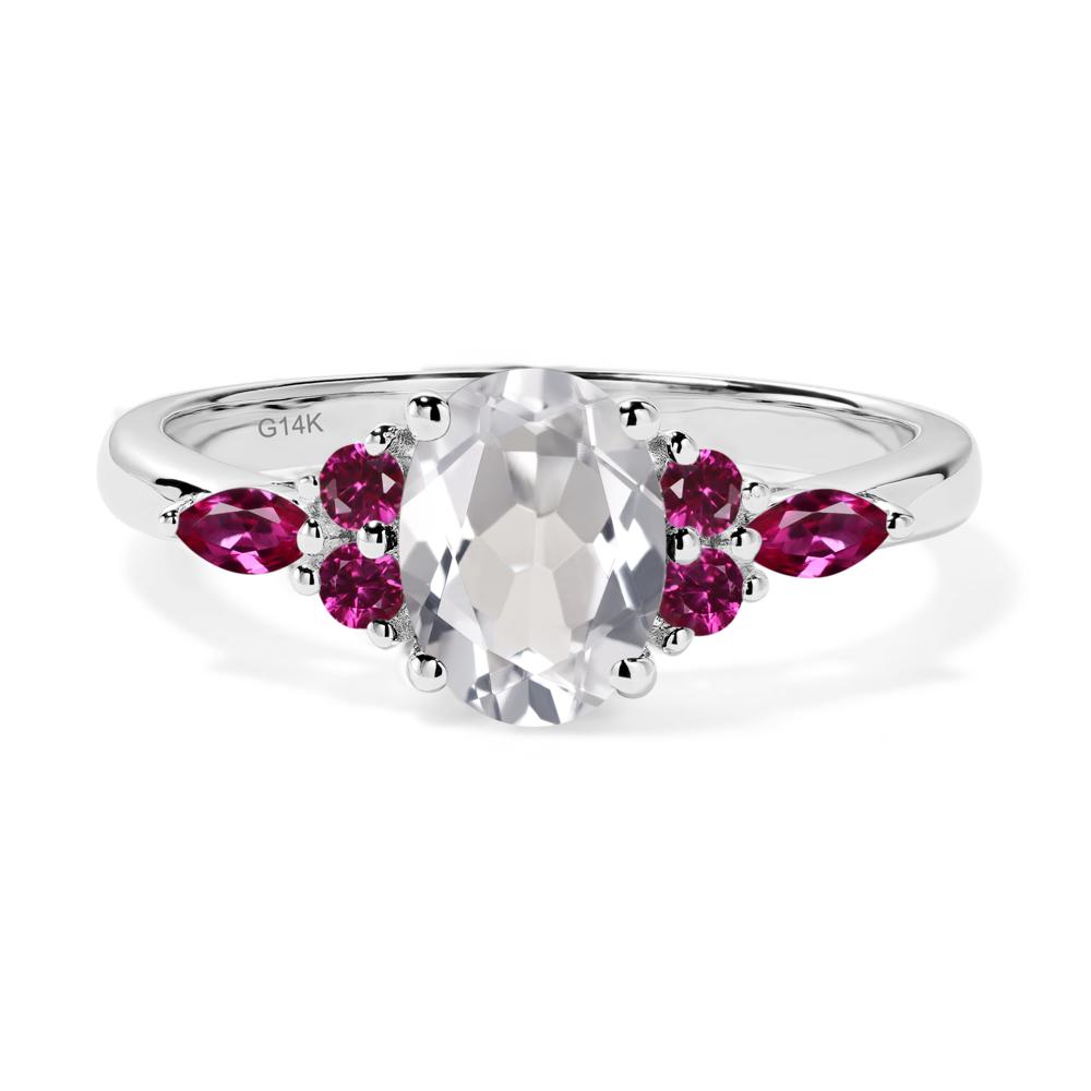 Simple Oval White Topaz Engagement Ring - LUO Jewelry #metal_14k white gold