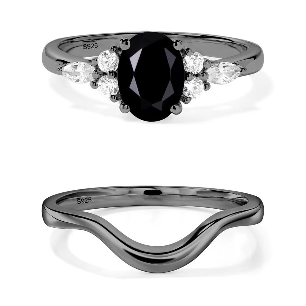 Simple Oval Black Spinel Engagement Ring - LUO Jewelry #metal_xxxxx
