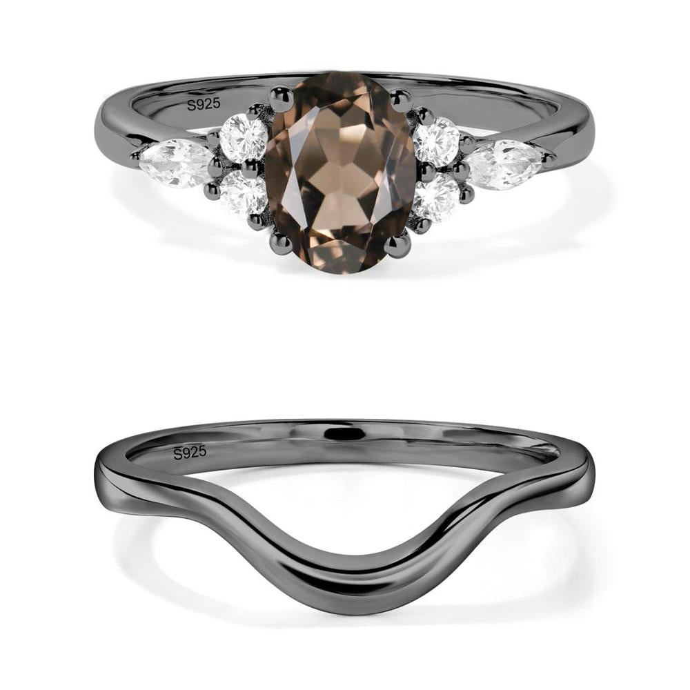 Simple Oval Smoky Quartz Engagement Ring - LUO Jewelry #metal_xxxxx