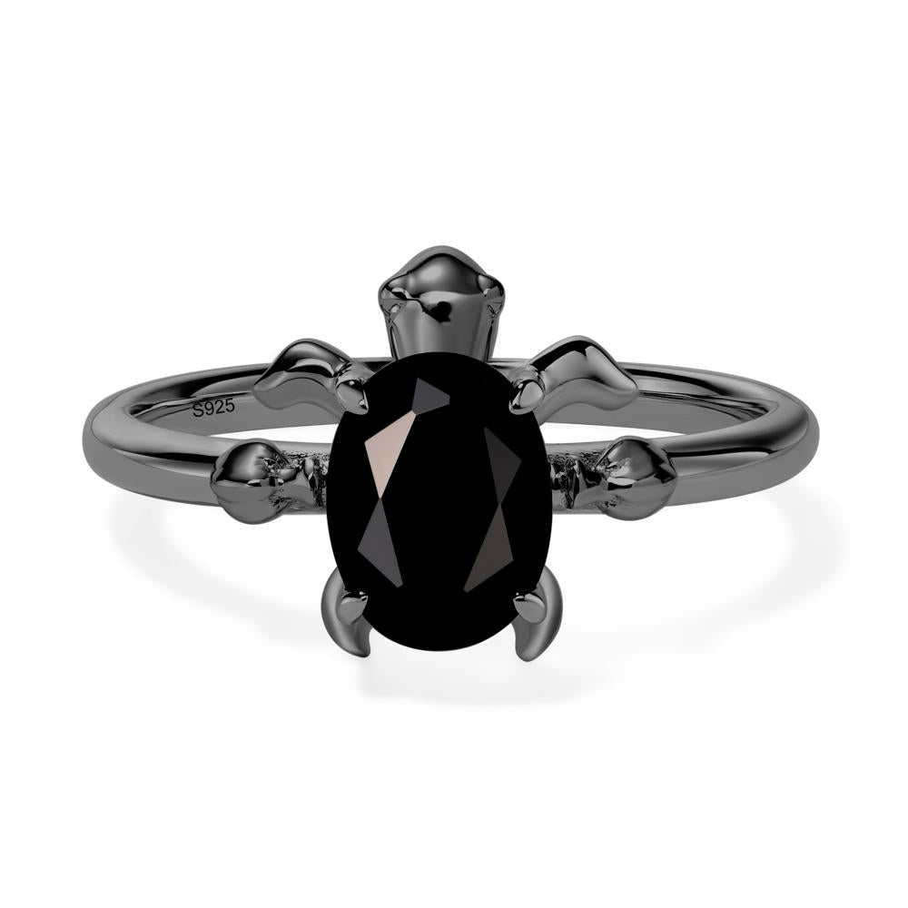 Black Spinel Sea Turtle Ring | LUO Jewelry #metal_black finish sterling silver