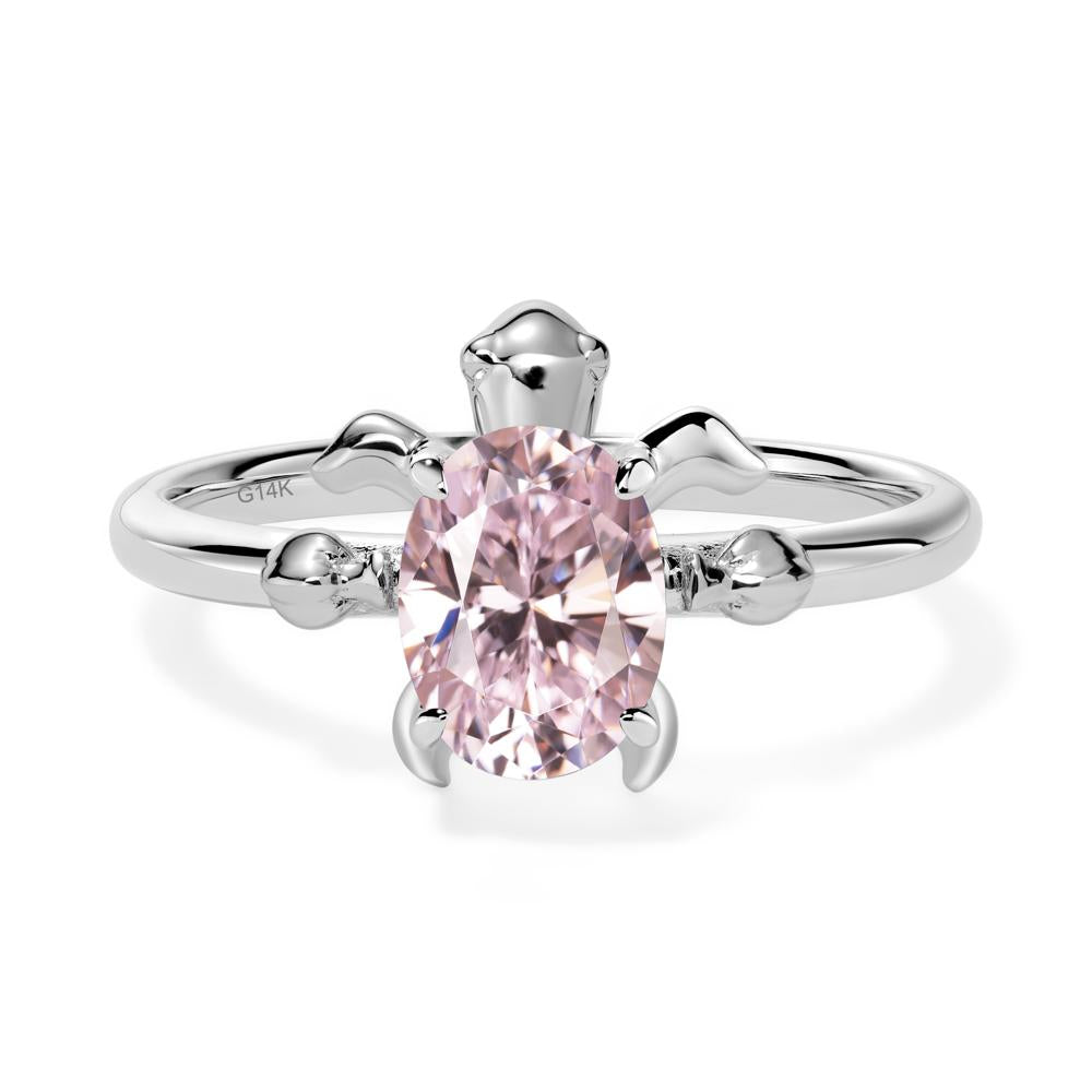 Pink Cubic Zirconia Turtle Ring - LUO Jewelry #metal_14k white gold