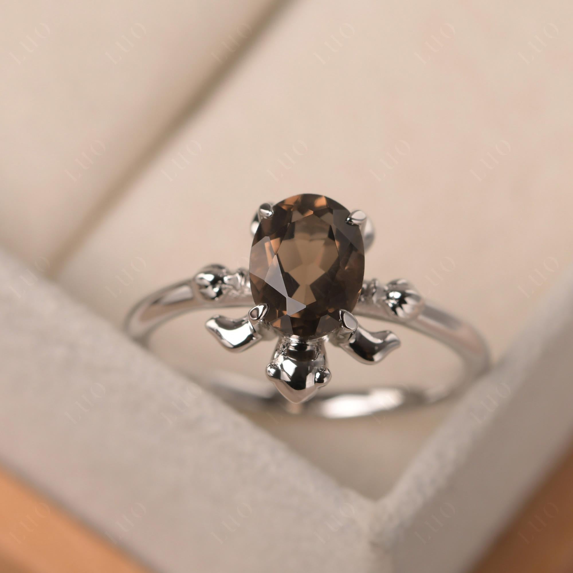 Smoky Quartz Sea Turtle Ring - LUO Jewelry 