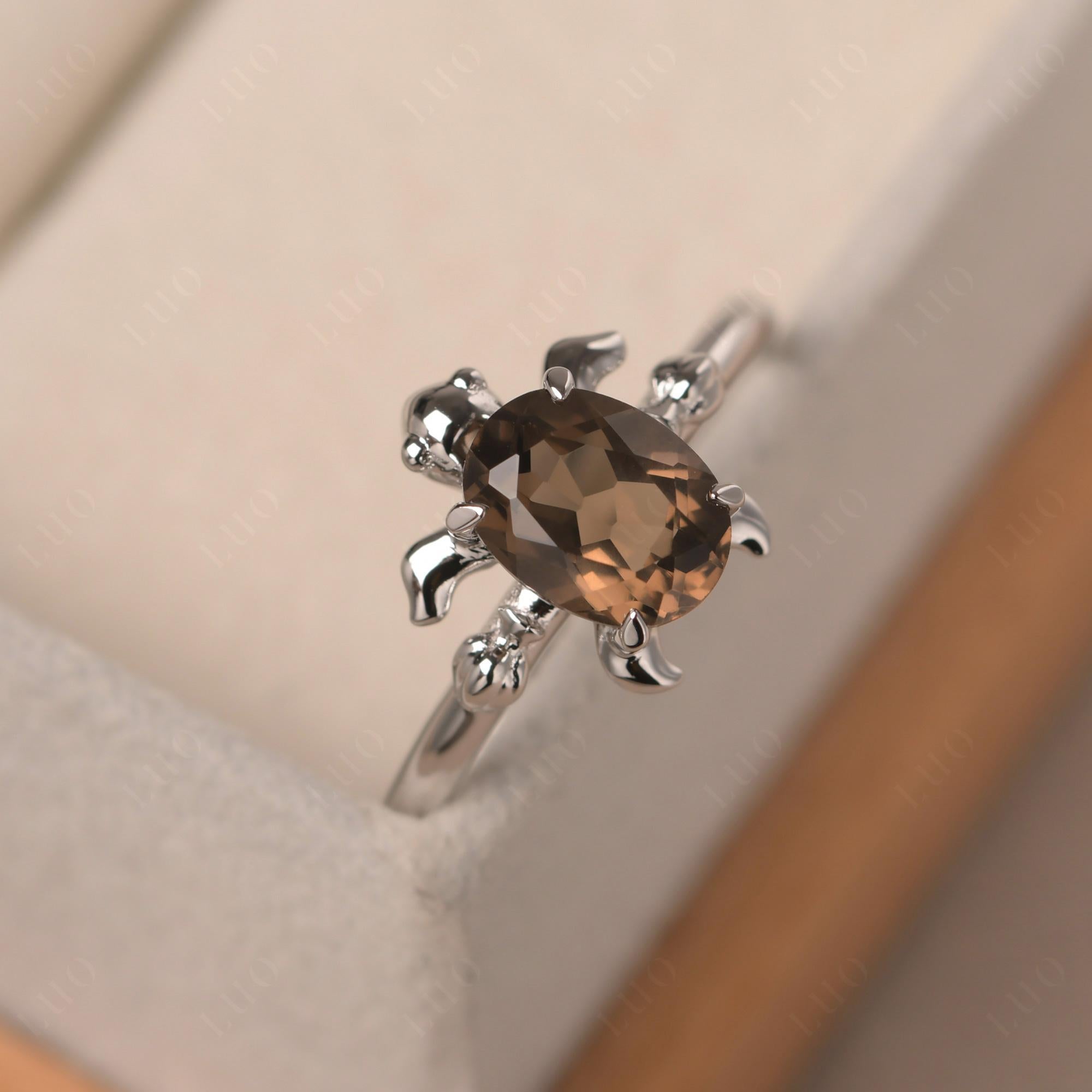 Smoky Quartz Sea Turtle Ring - LUO Jewelry 
