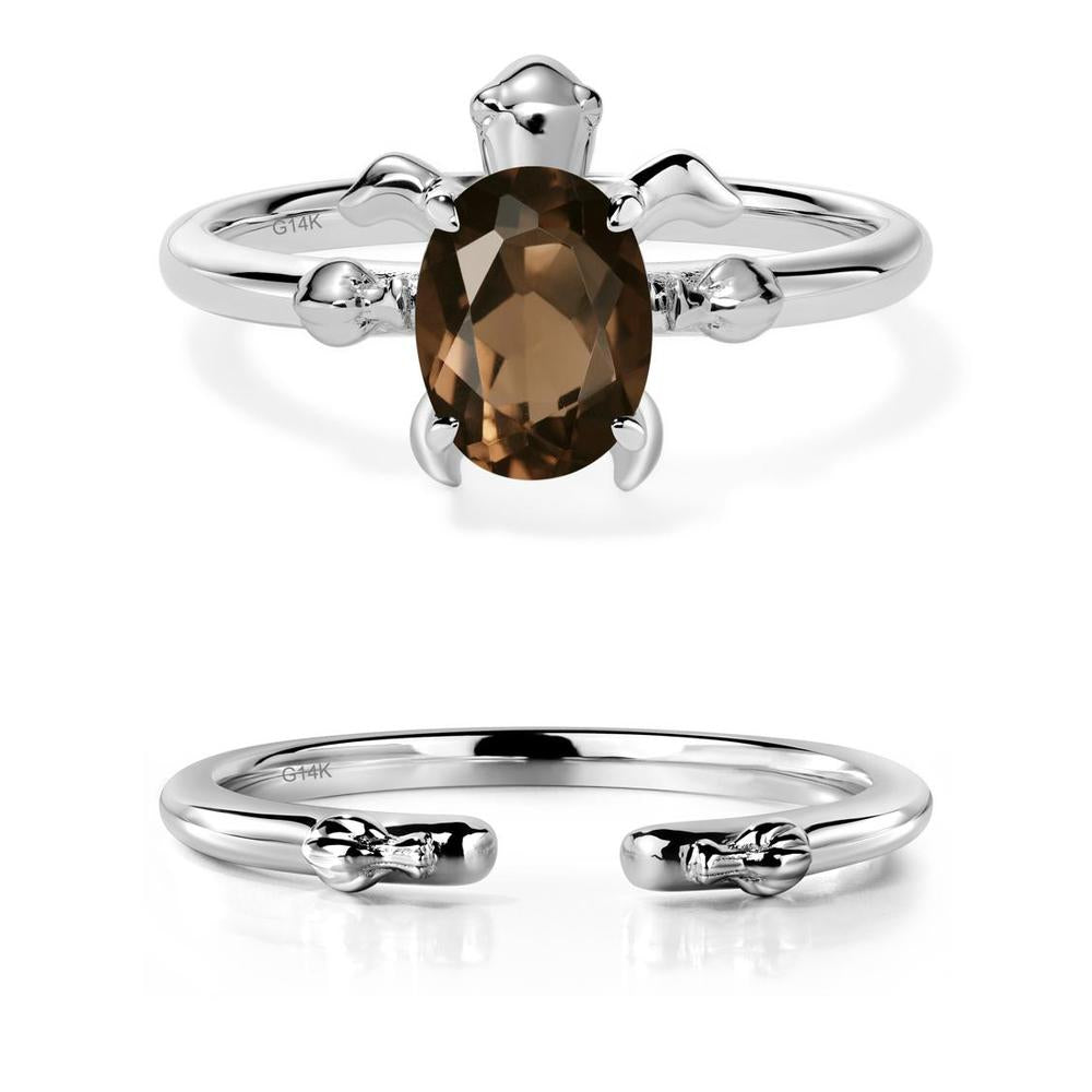 Smoky Quartz Sea Turtle Ring - LUO Jewelry #metal_14k white gold