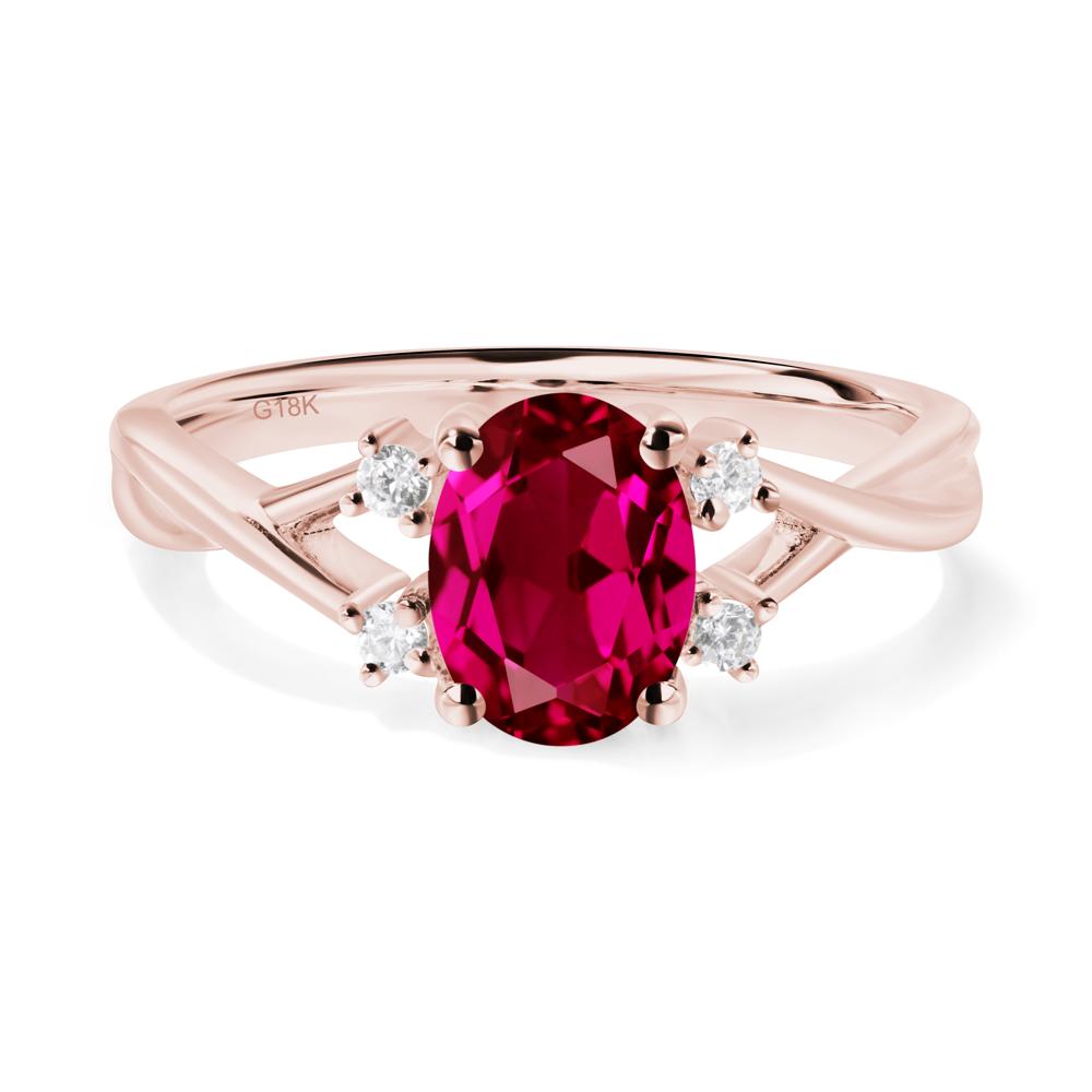 Oval Ruby Wedding Ring Set | LUO