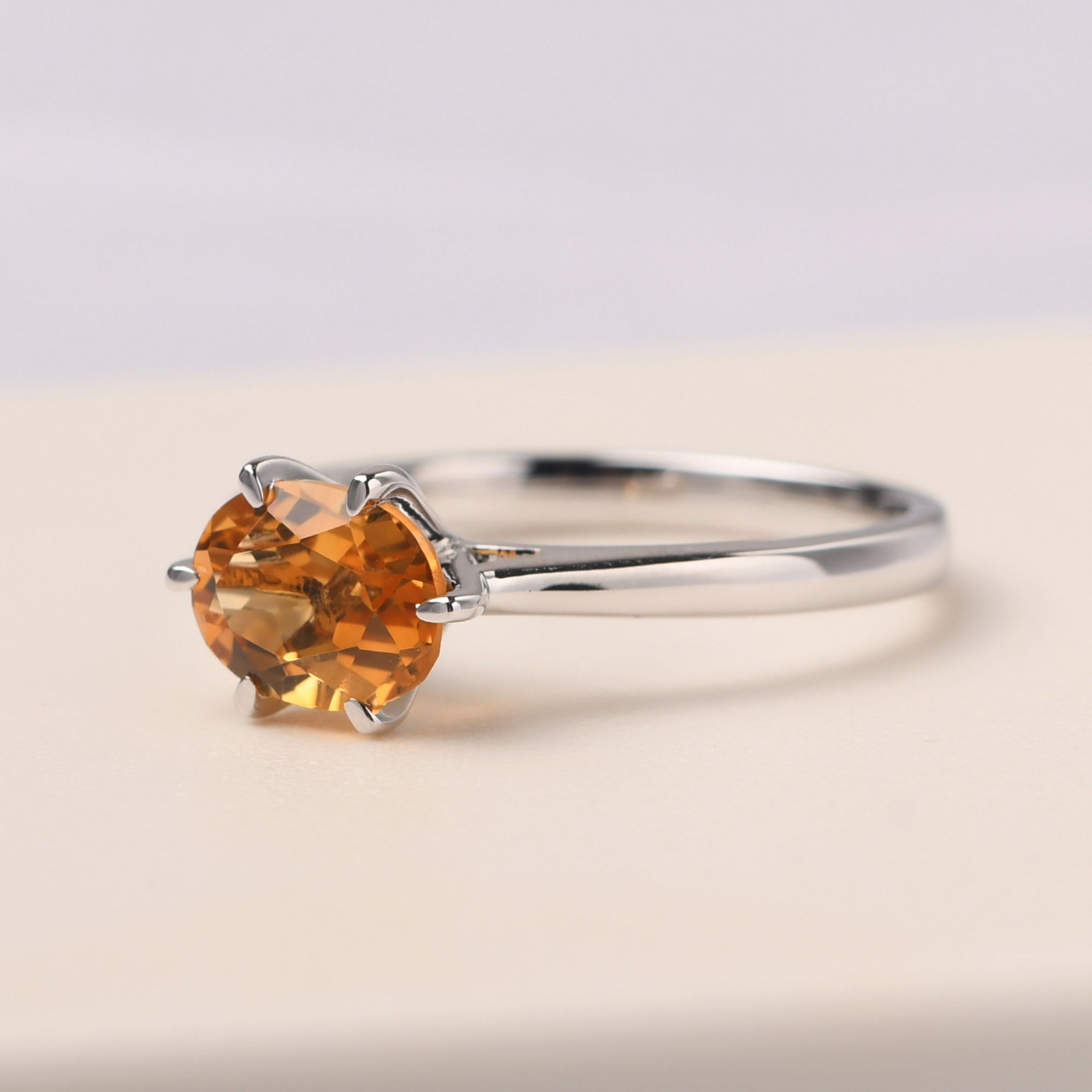 Citrine Claw Prong Engagement Ring