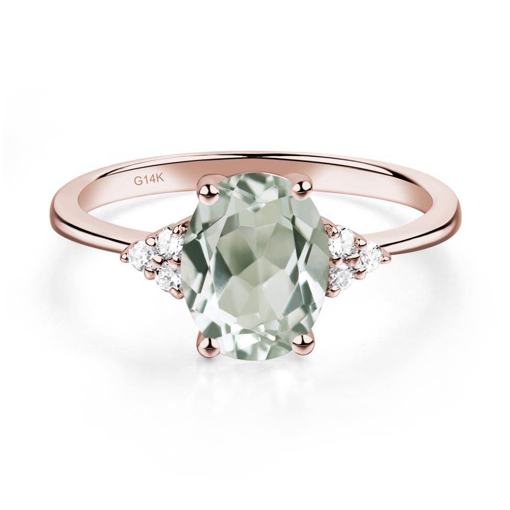 Simple Oval Green Amethyst Ring - LUO Jewelry #metal_14k rose gold