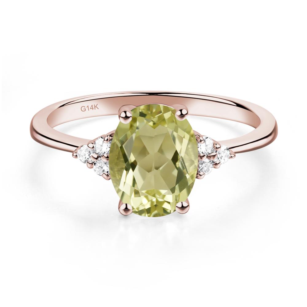 Simple Oval Lemon Quartz Ring - LUO Jewelry #metal_14k rose gold