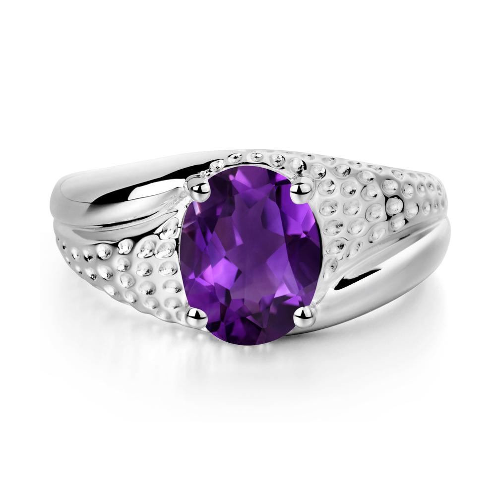 Rugged Oval Amethyst Ring for Men - LUO Jewelry #metal_sterling silver