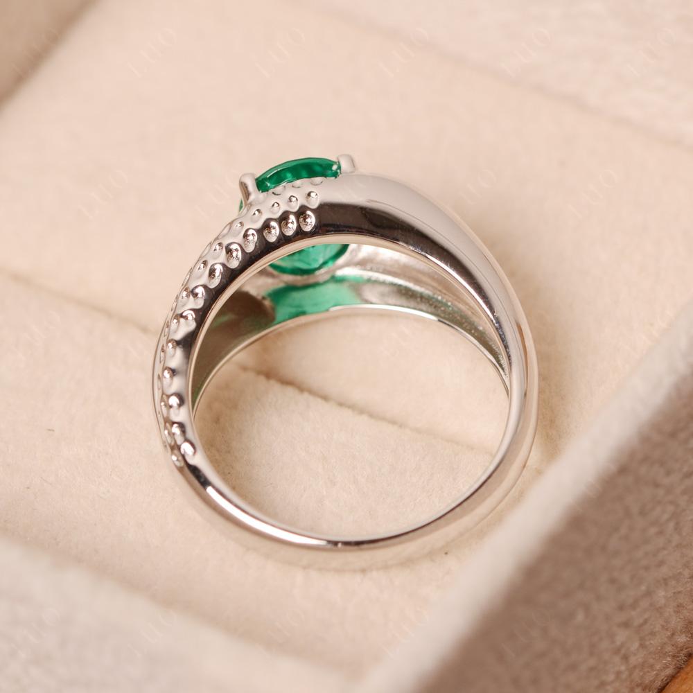 Rugged Oval Emerald Ring for Men