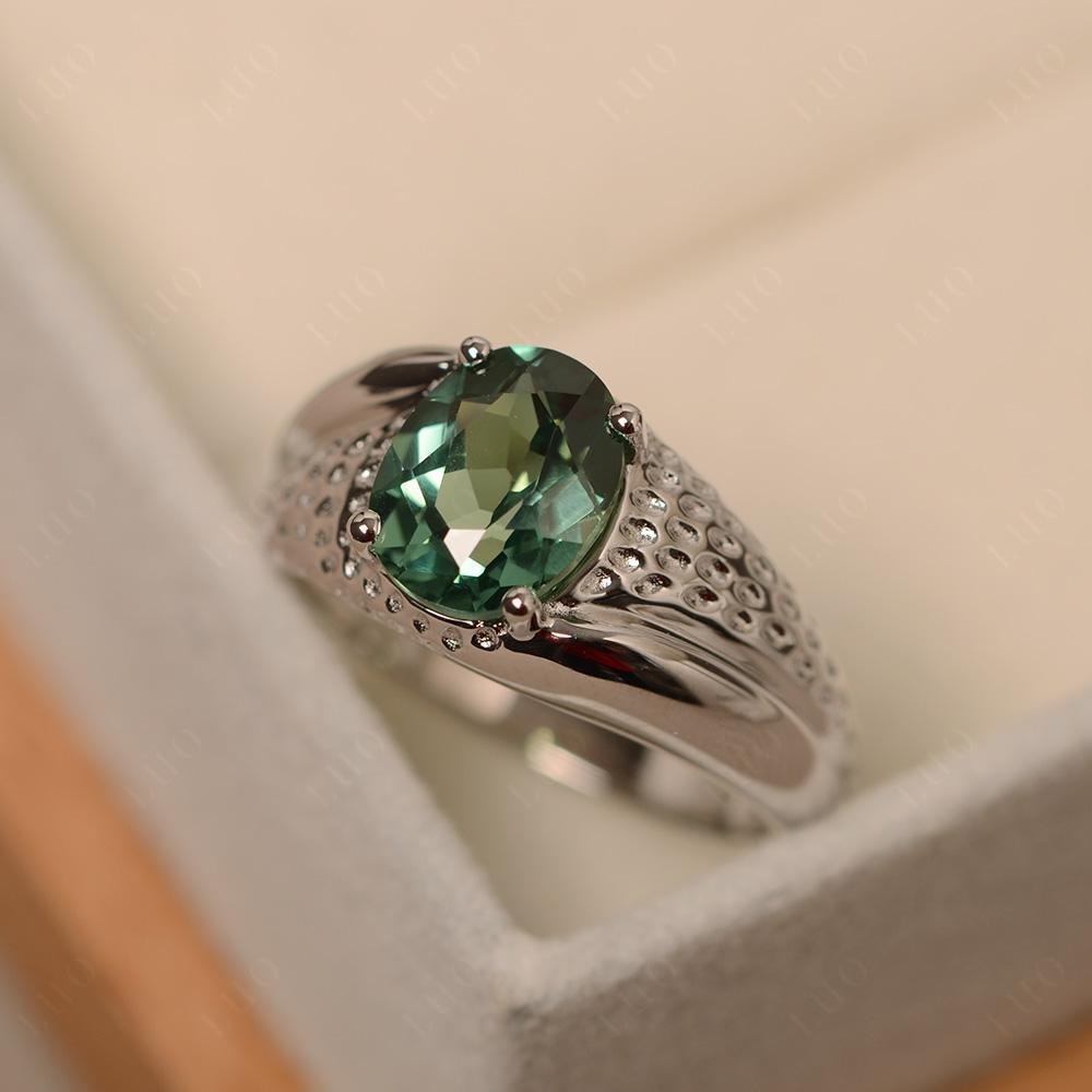 Bague en saphir vert ovale robuste pour homme