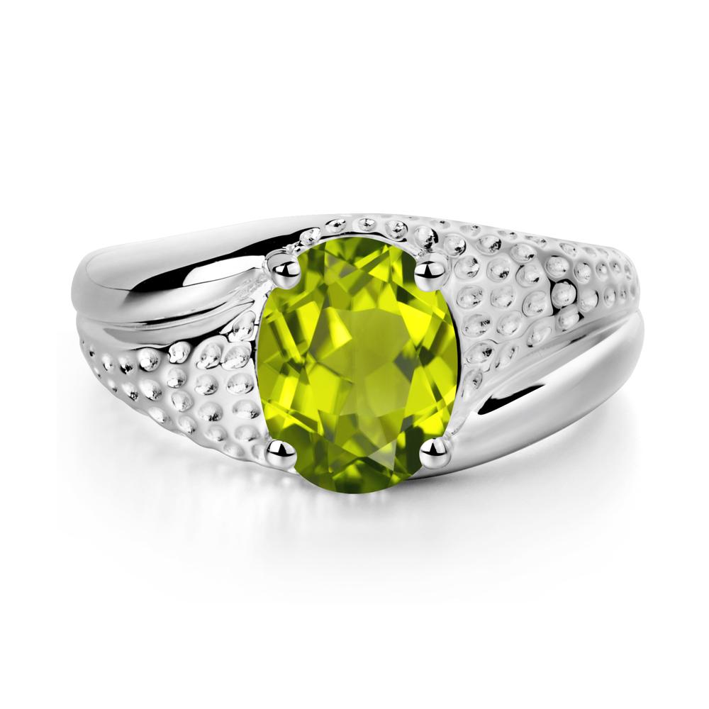 Rugged Oval Peridot Ring for Men - LUO Jewelry #metal_sterling silver