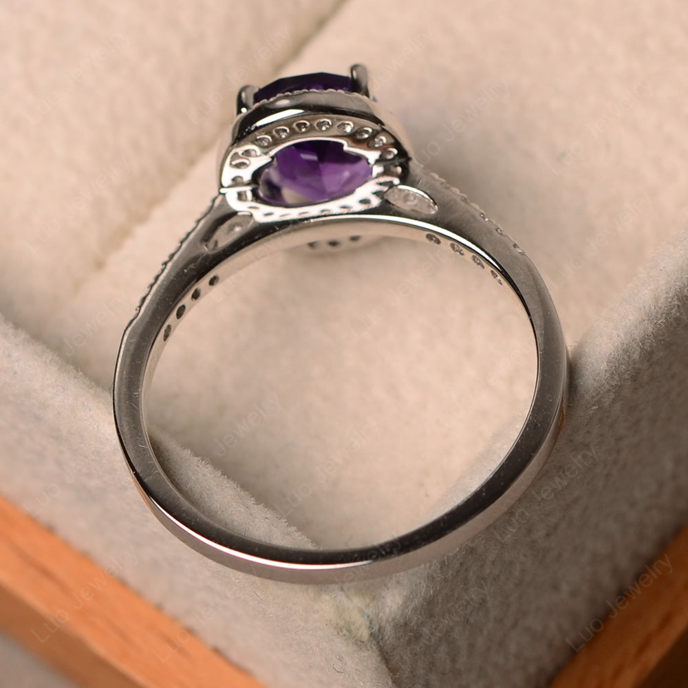 Amethyst Halo Engagement Ring For Women - LUO Jewelry
