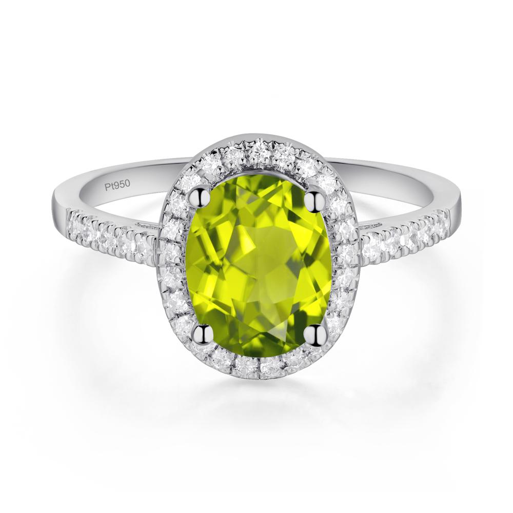 Oval Peridot Halo Ring - LUO Jewelry #metal_platinum