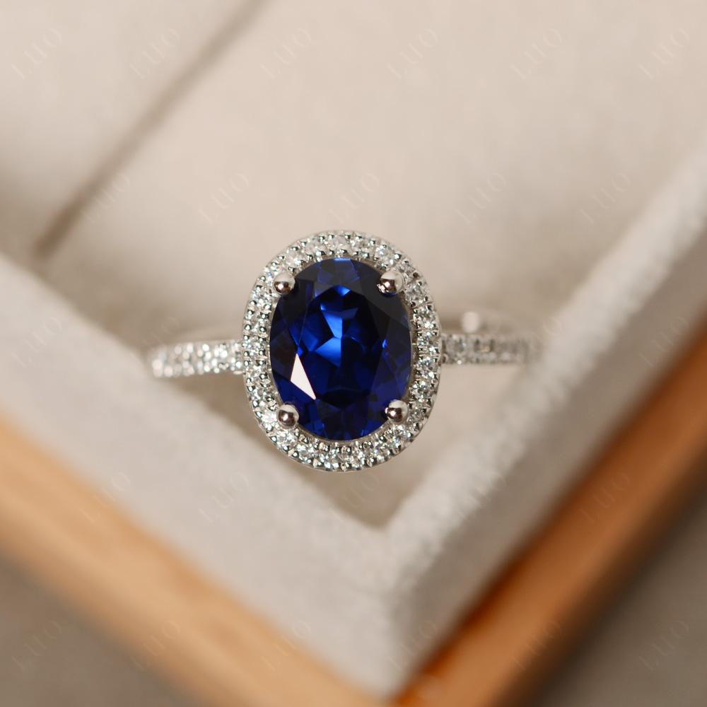 Oval Sapphire Halo Ring - LUO Jewelry 