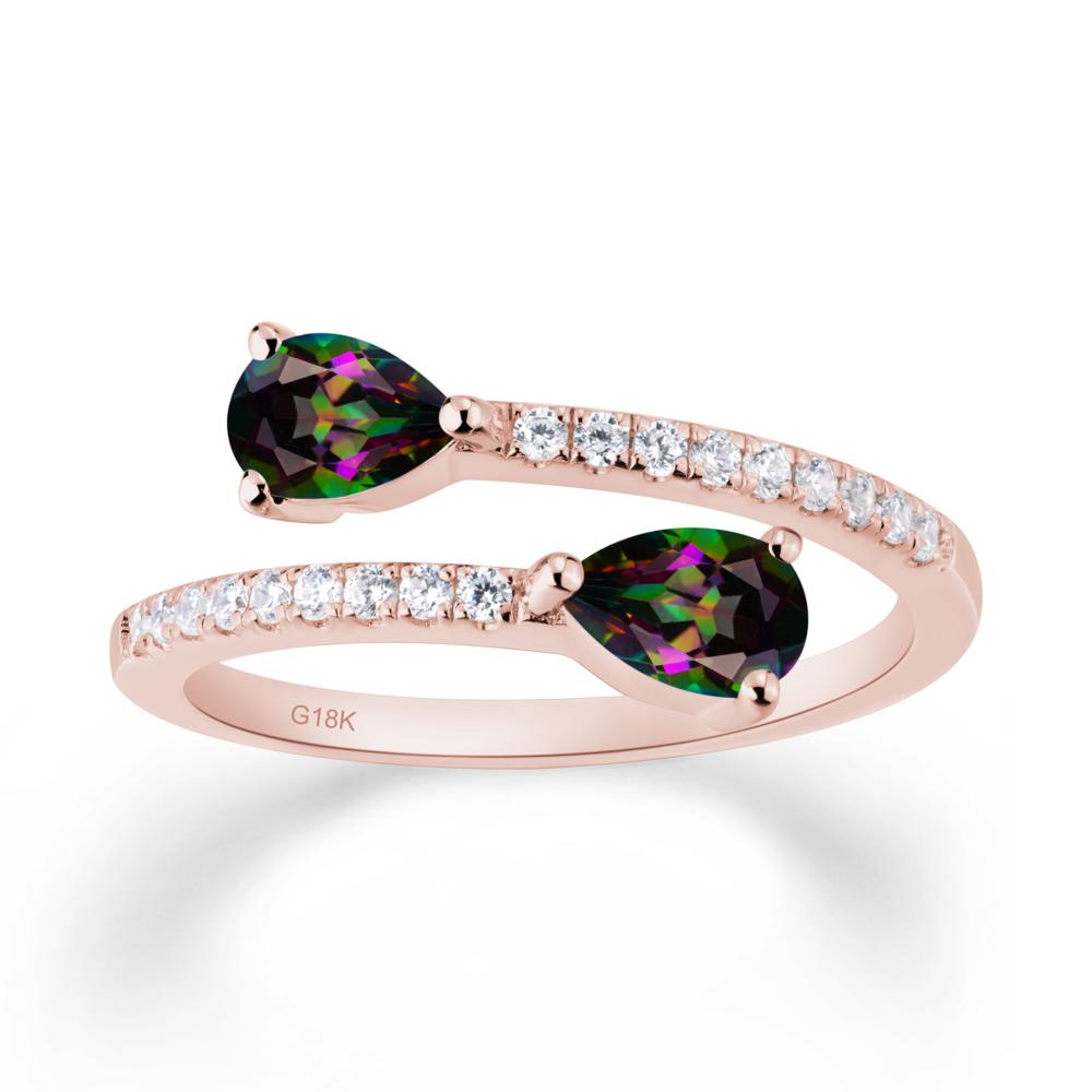 Two Stone Mystic Topaz Open Ring - LUO Jewelry #metal_18k rose gold