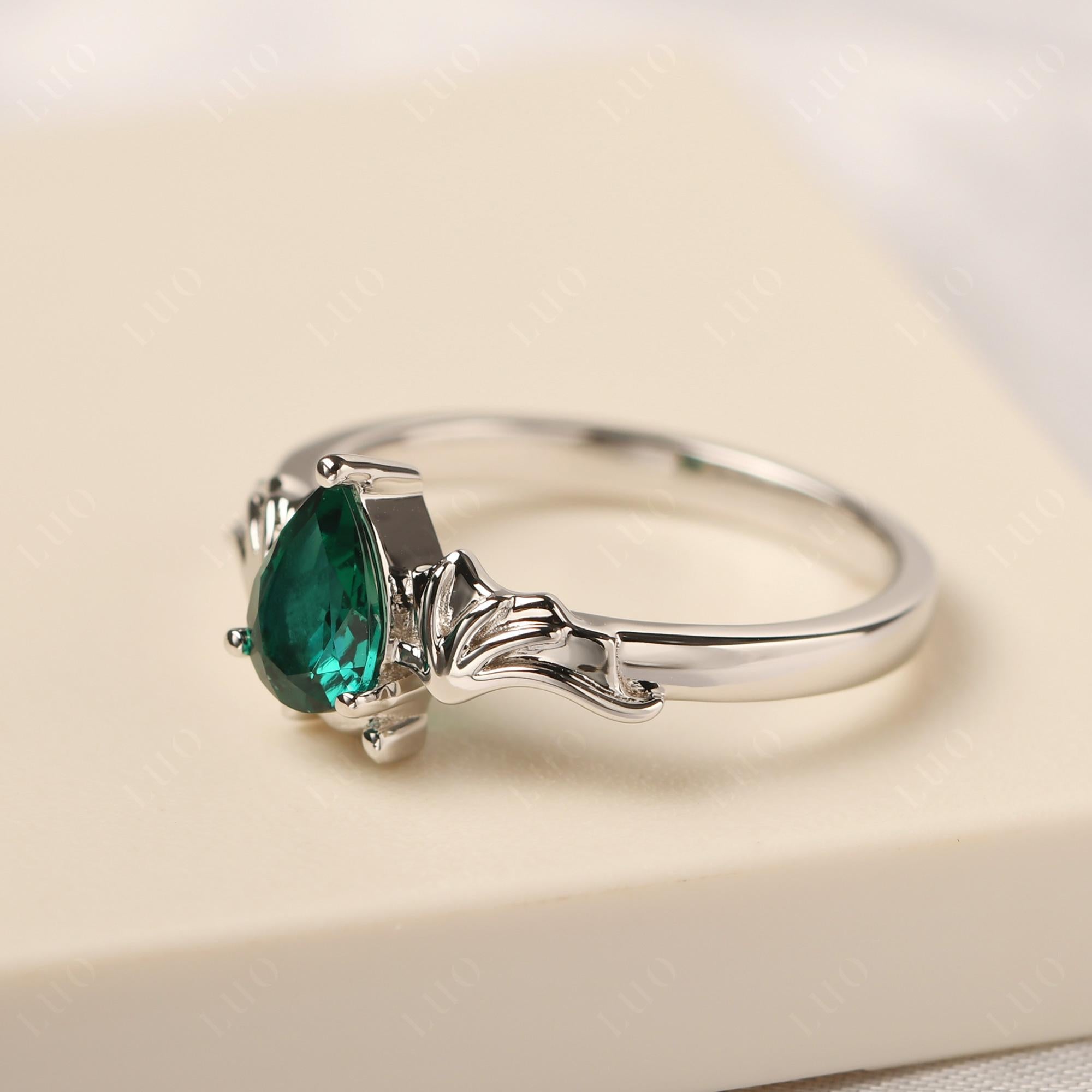 Emerald Bat Engagement Ring - LUO Jewelry 