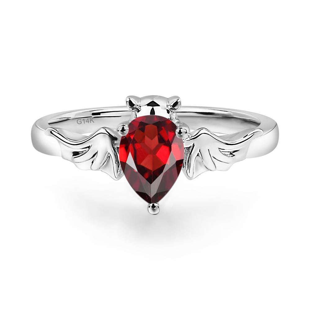 Garnet Bat Ring - LUO Jewelry #metal_14k white gold