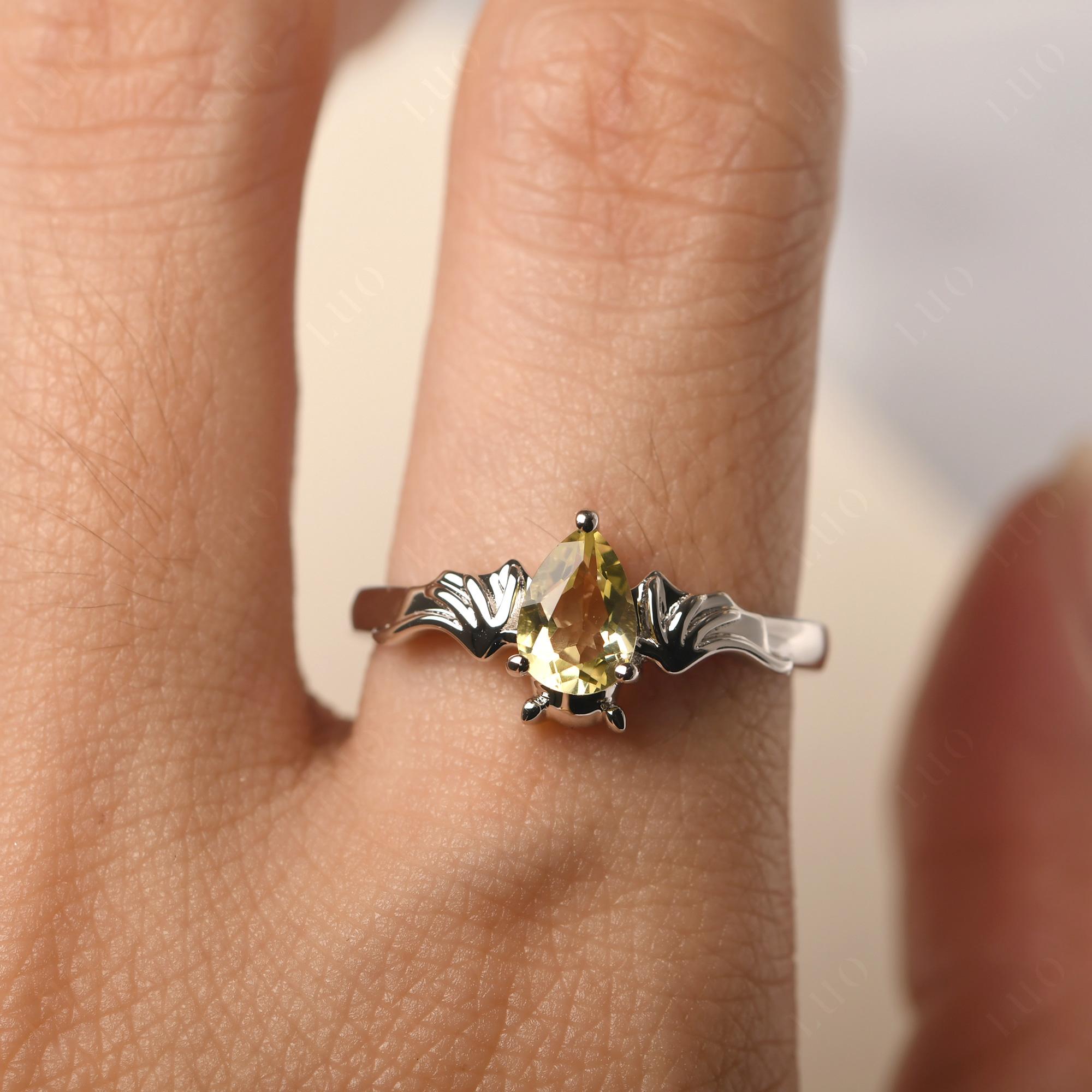 Lemon Quartz Bat Ring - LUO Jewelry 