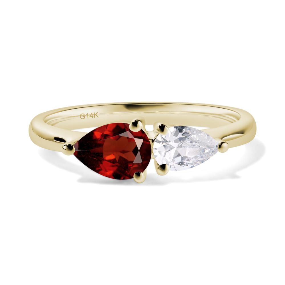 East West Pear Cubic Zirconia and Garnet Ring - LUO Jewelry #metal_14k yellow gold