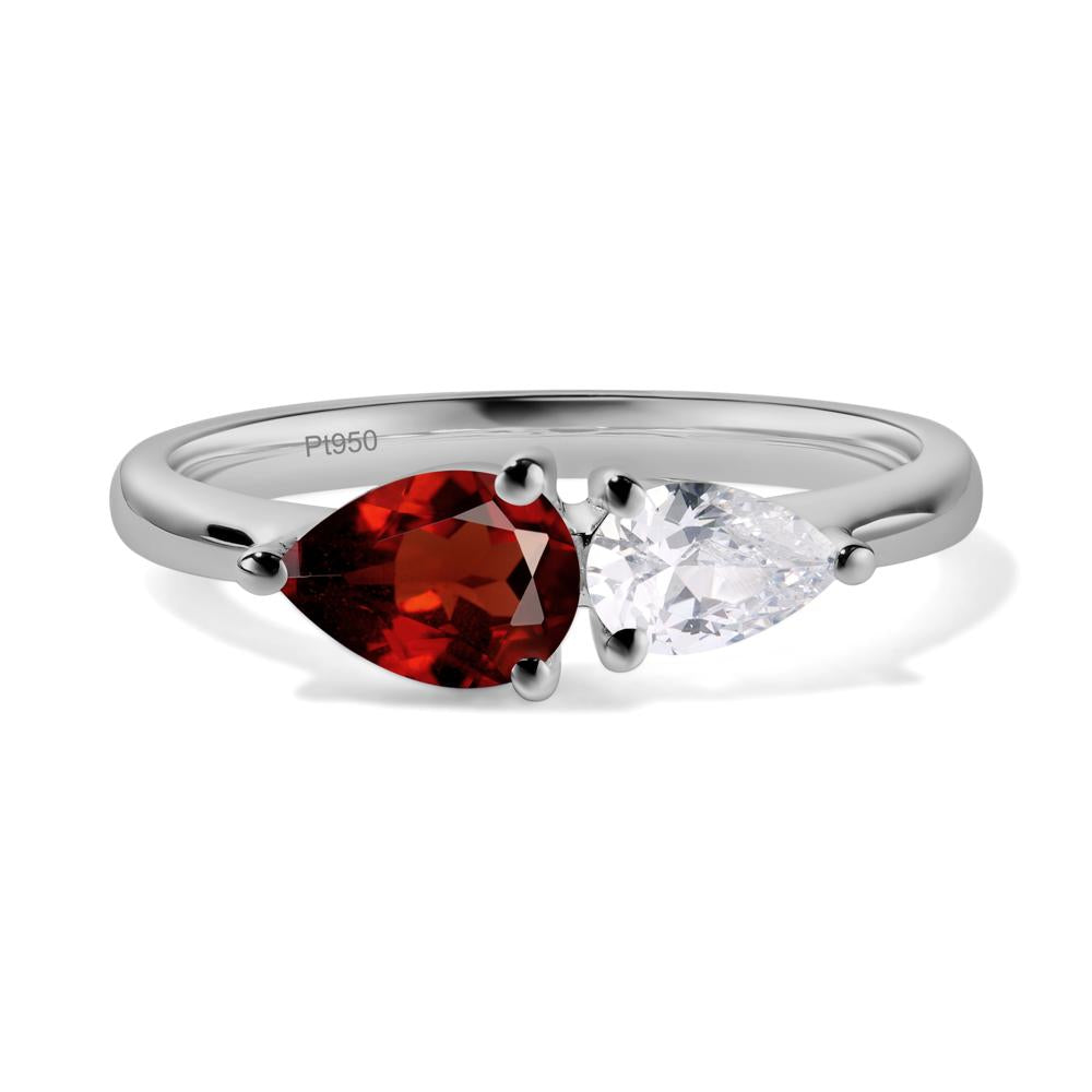 East West Pear Cubic Zirconia and Garnet Ring - LUO Jewelry #metal_platinum