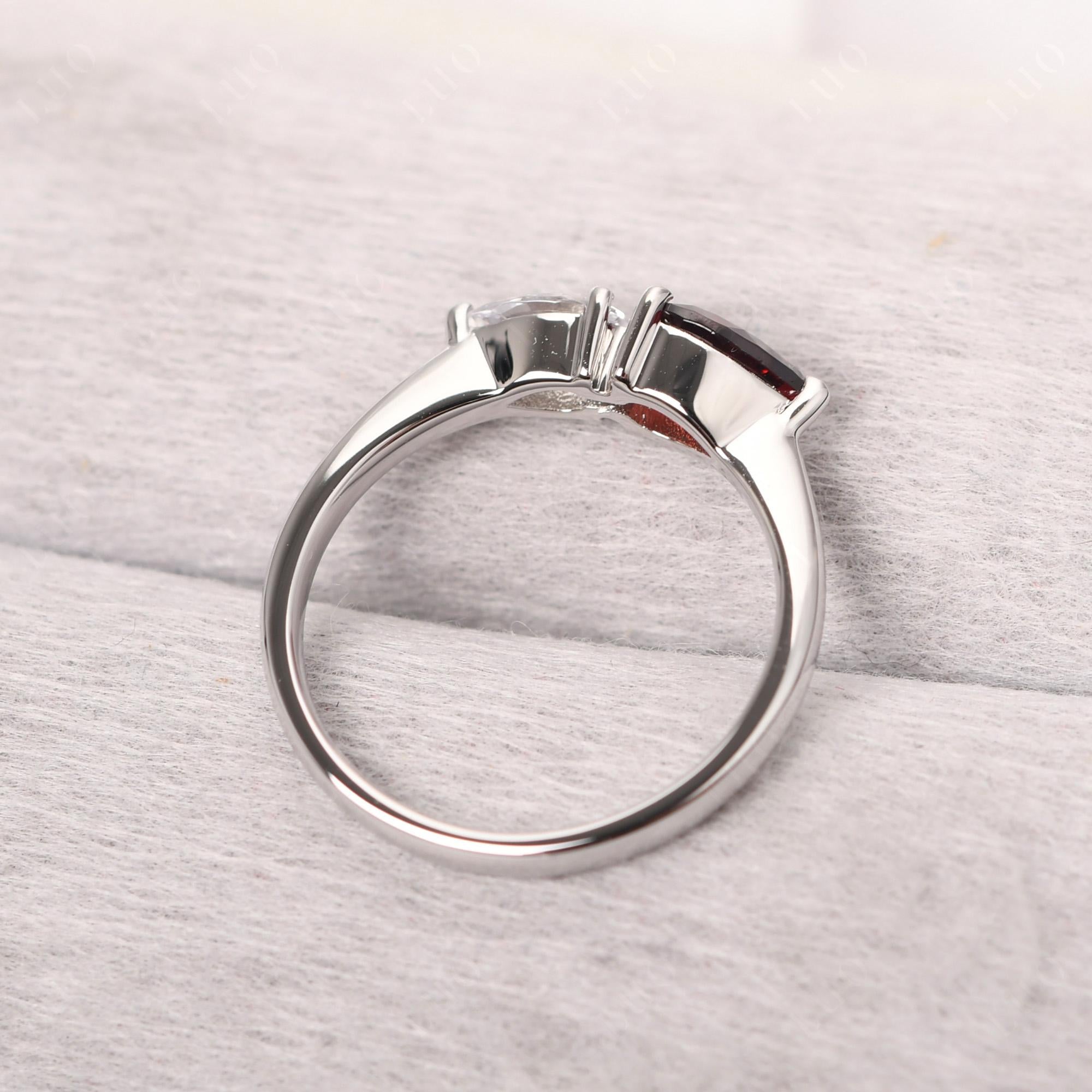 East West Pear Cubic Zirconia and Garnet Ring - LUO Jewelry