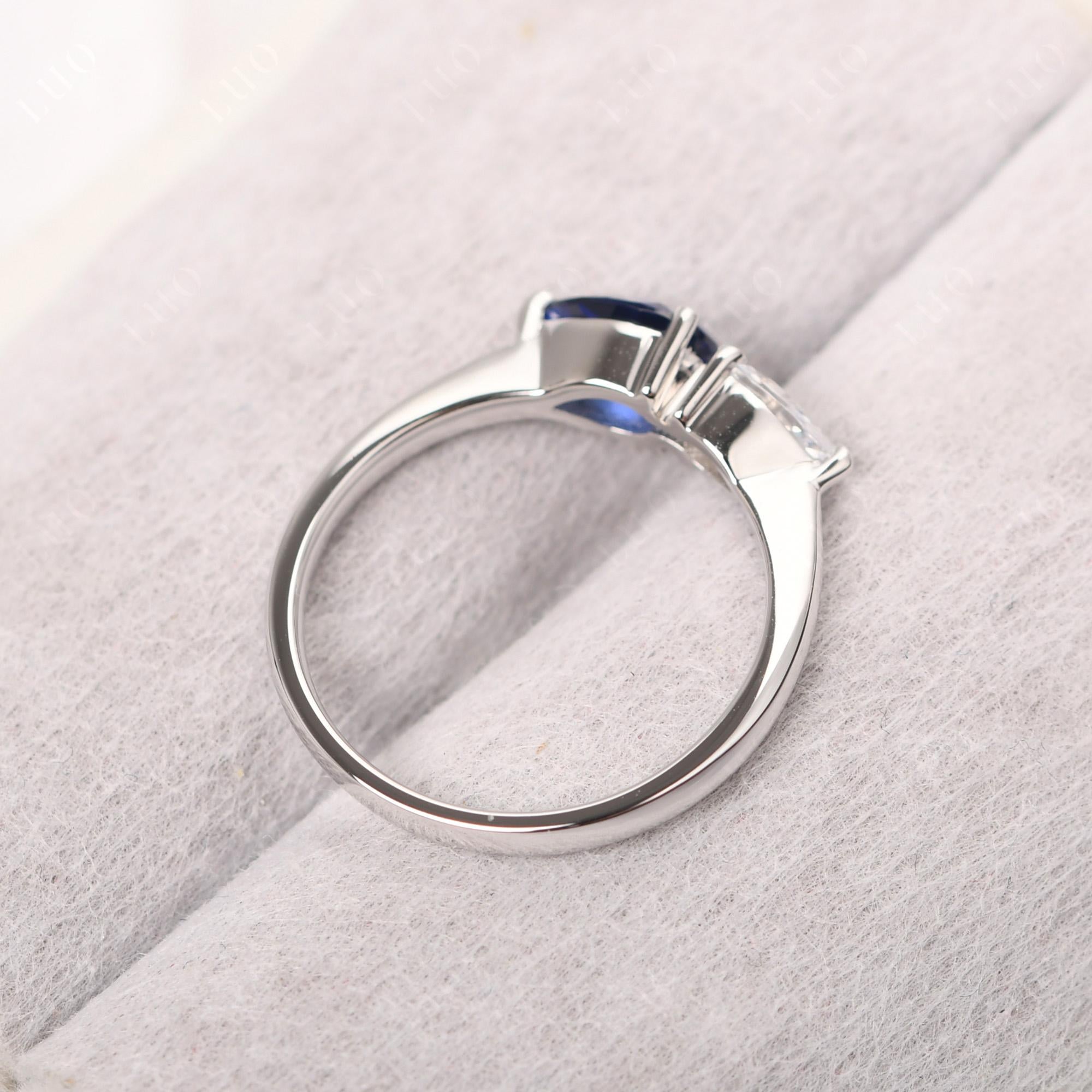 East West Pear Cubic Zirconia and Sapphire Ring - LUO Jewelry