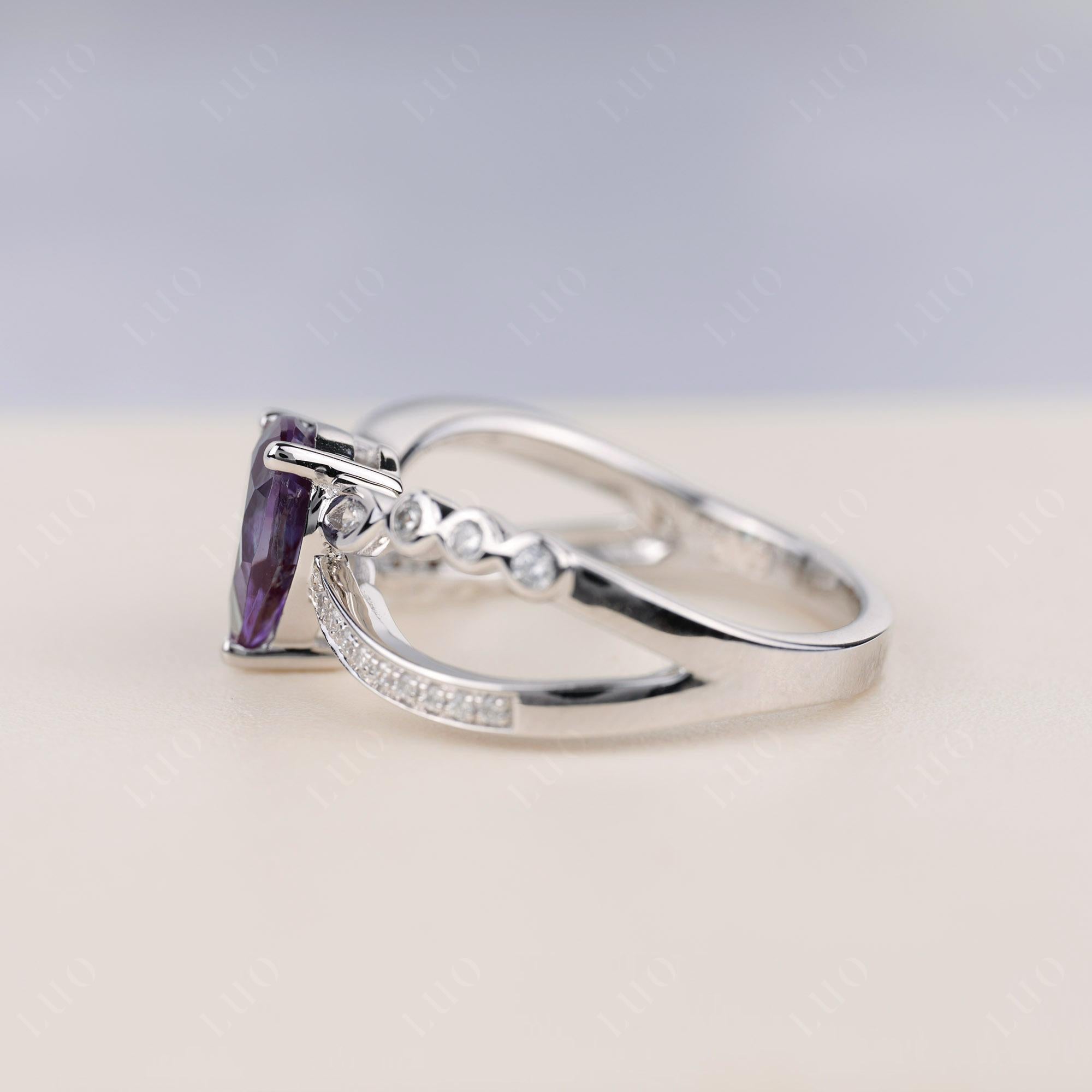 Pear Shaped Alexandrite Crossover Ring - LUO Jewelry 