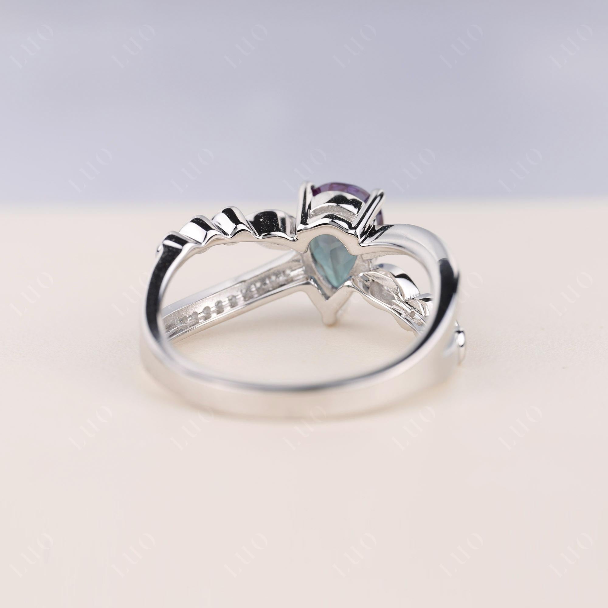 Pear Shaped Alexandrite Crossover Ring - LUO Jewelry 