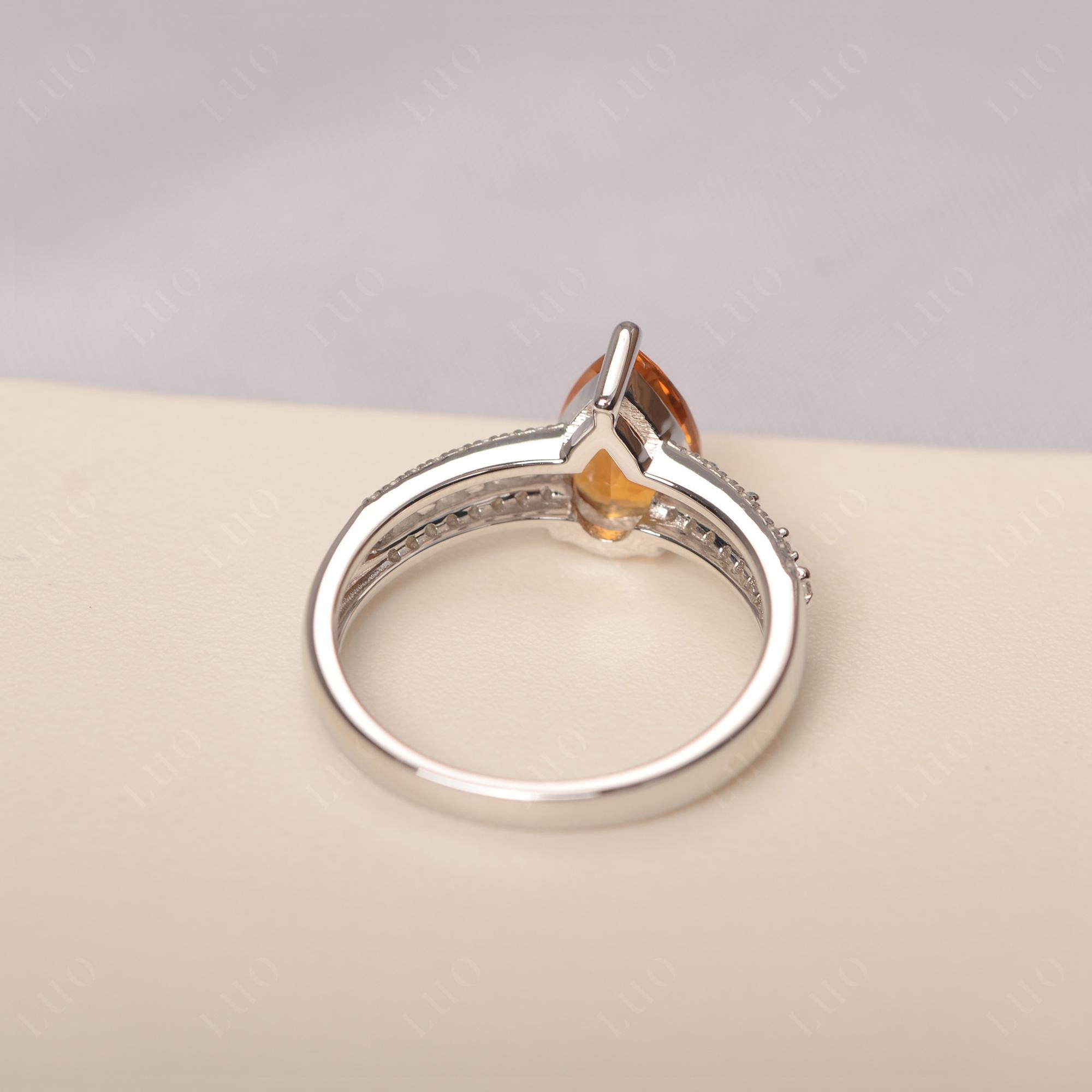 Citrine 3 Rows Pave Engagement Ring - LUO Jewelry 
