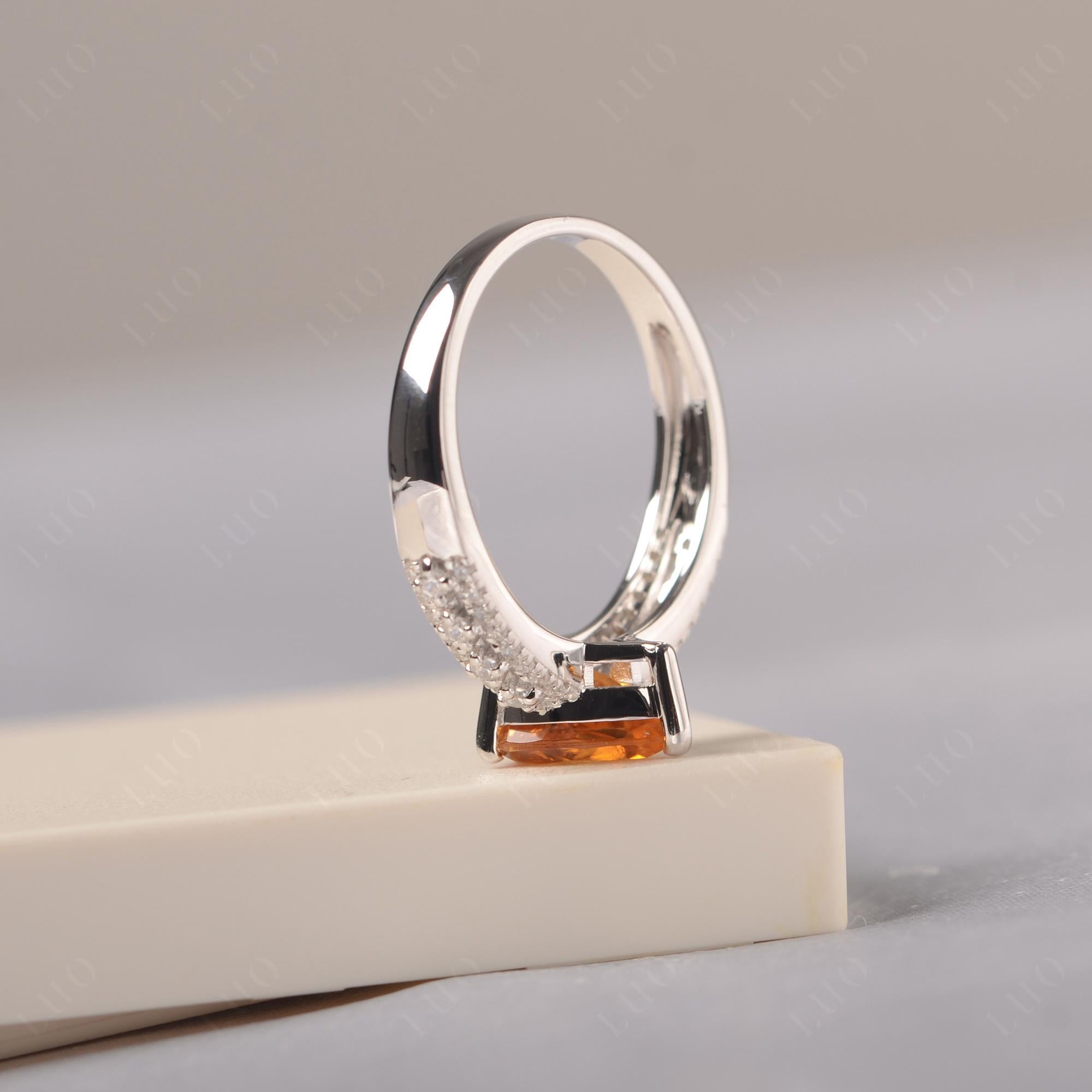 Citrine 3 Rows Pave Engagement Ring - LUO Jewelry 