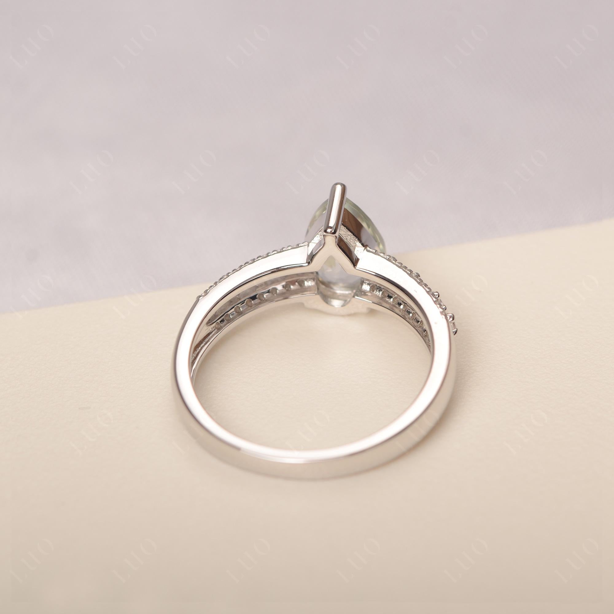 Green Amethyst Pear Shaped Promise Ring - LUO Jewelry 