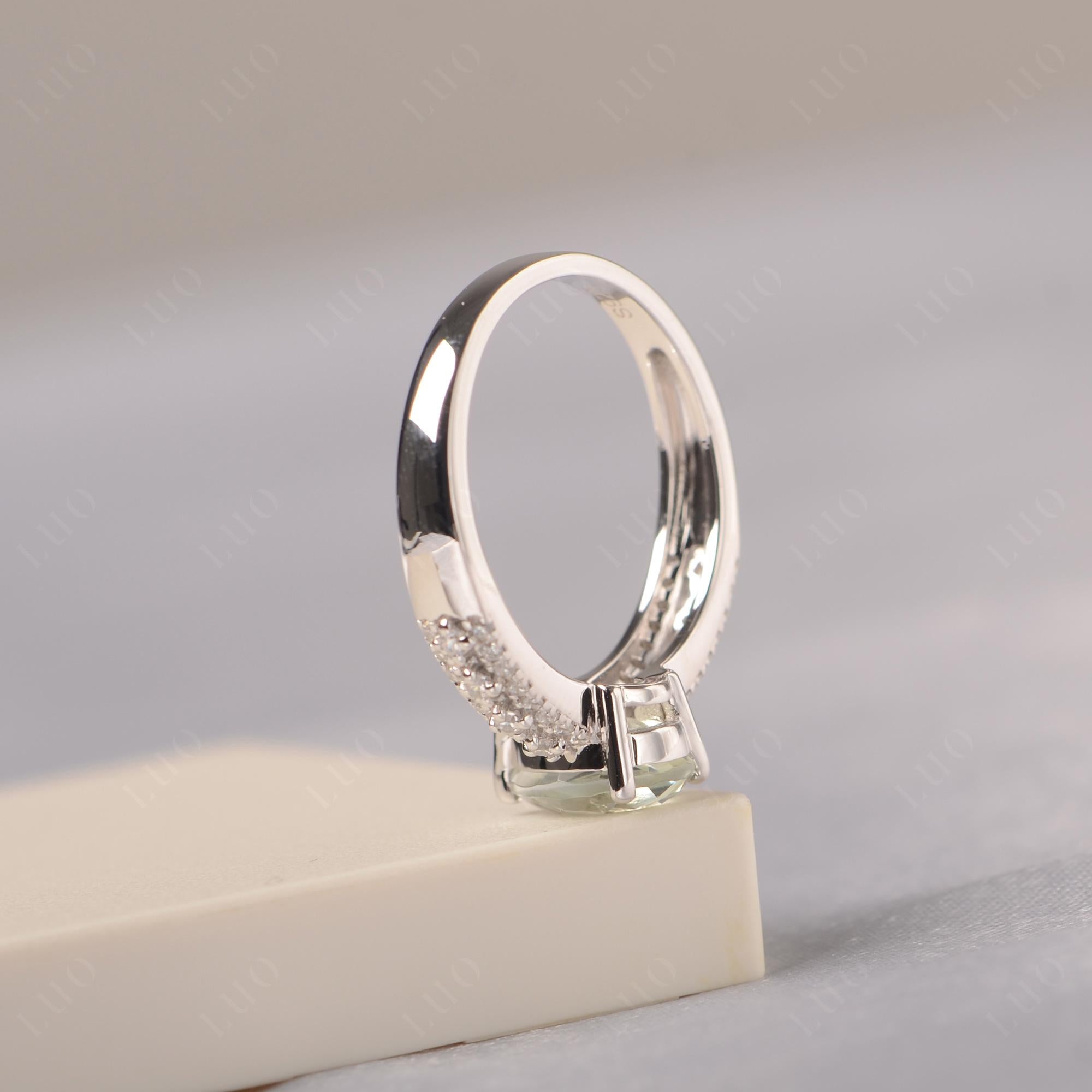 Green Amethyst Pear Shaped Promise Ring - LUO Jewelry 