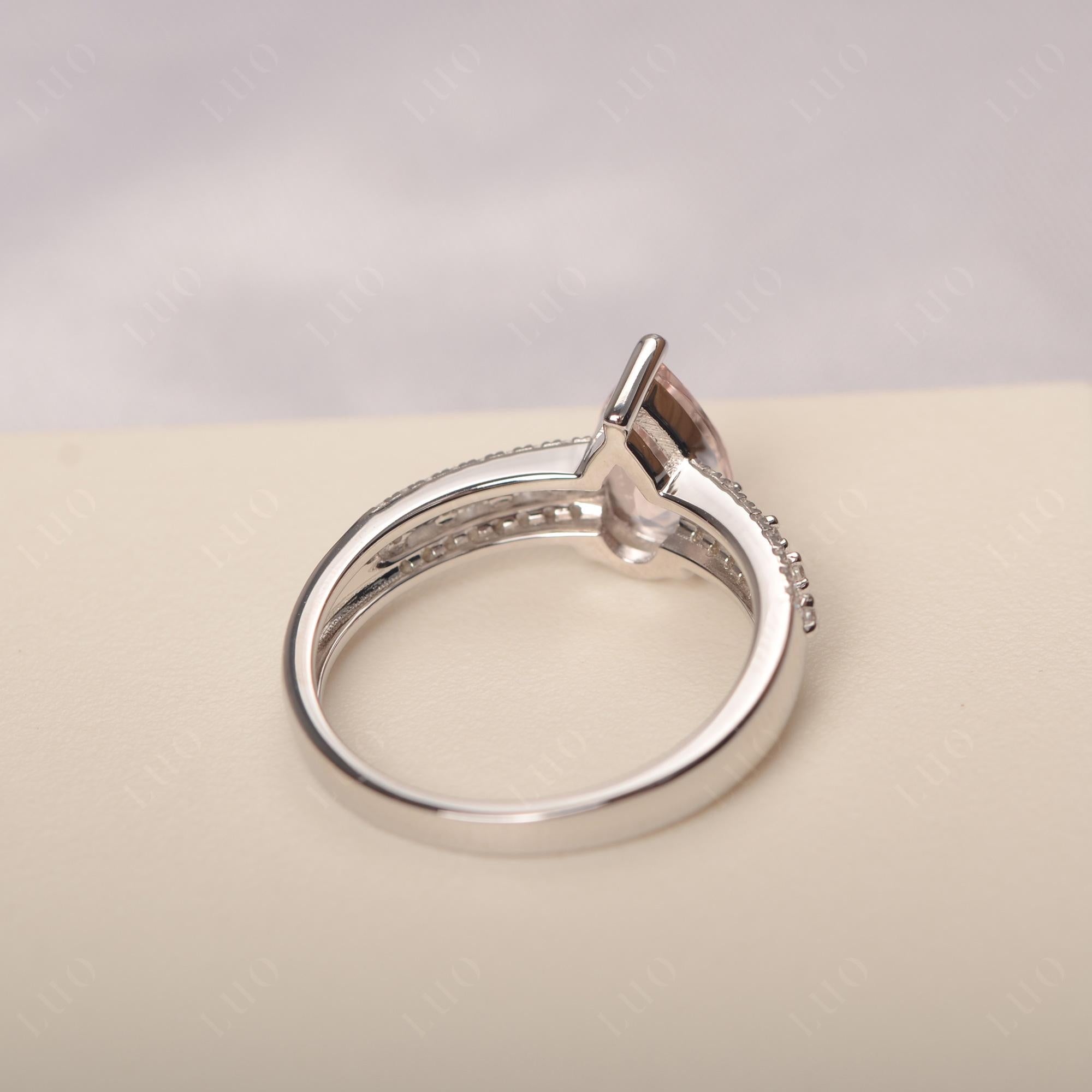 Morganite Pear Shaped Promise Ring - LUO Jewelry 