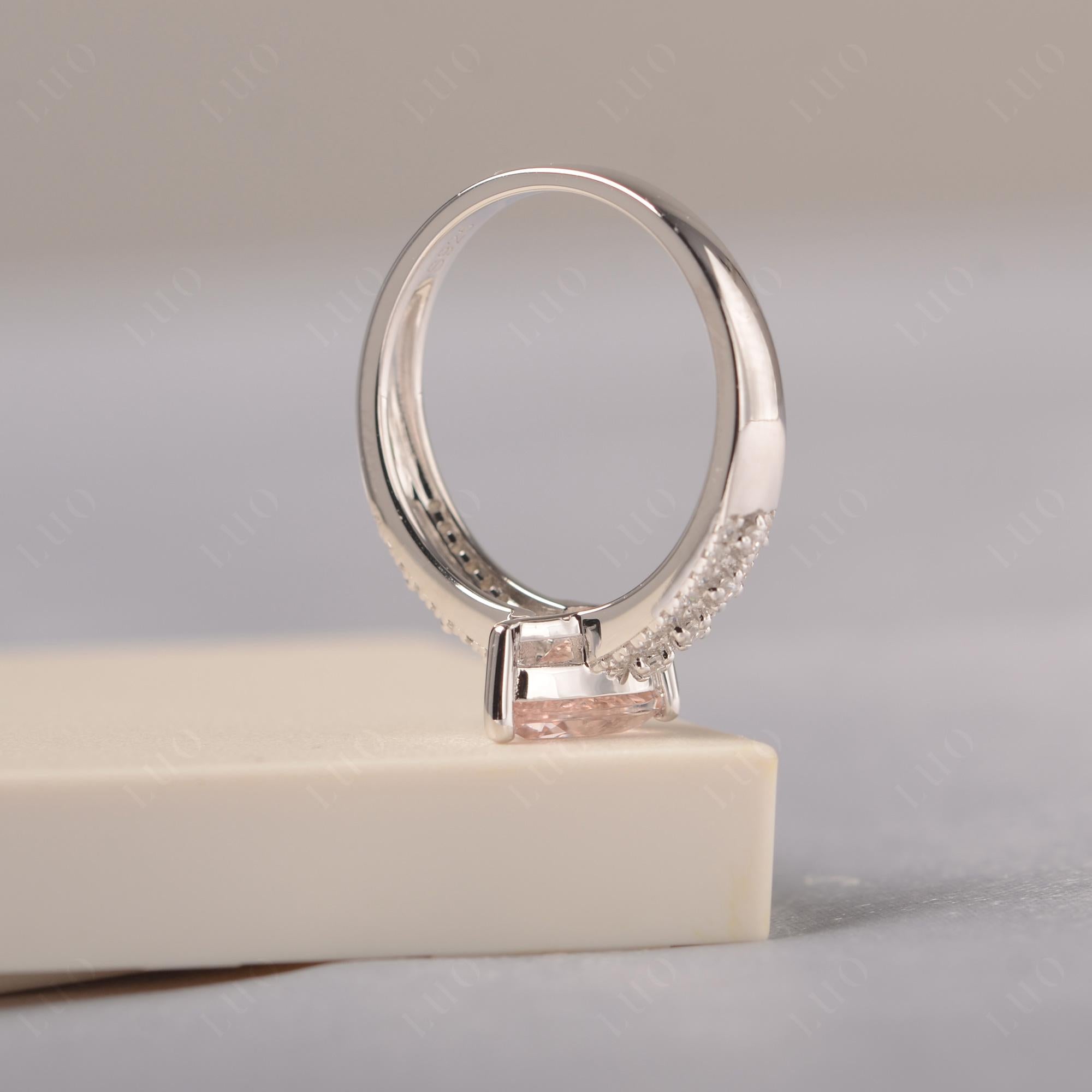 Morganite Pear Shaped Promise Ring - LUO Jewelry 