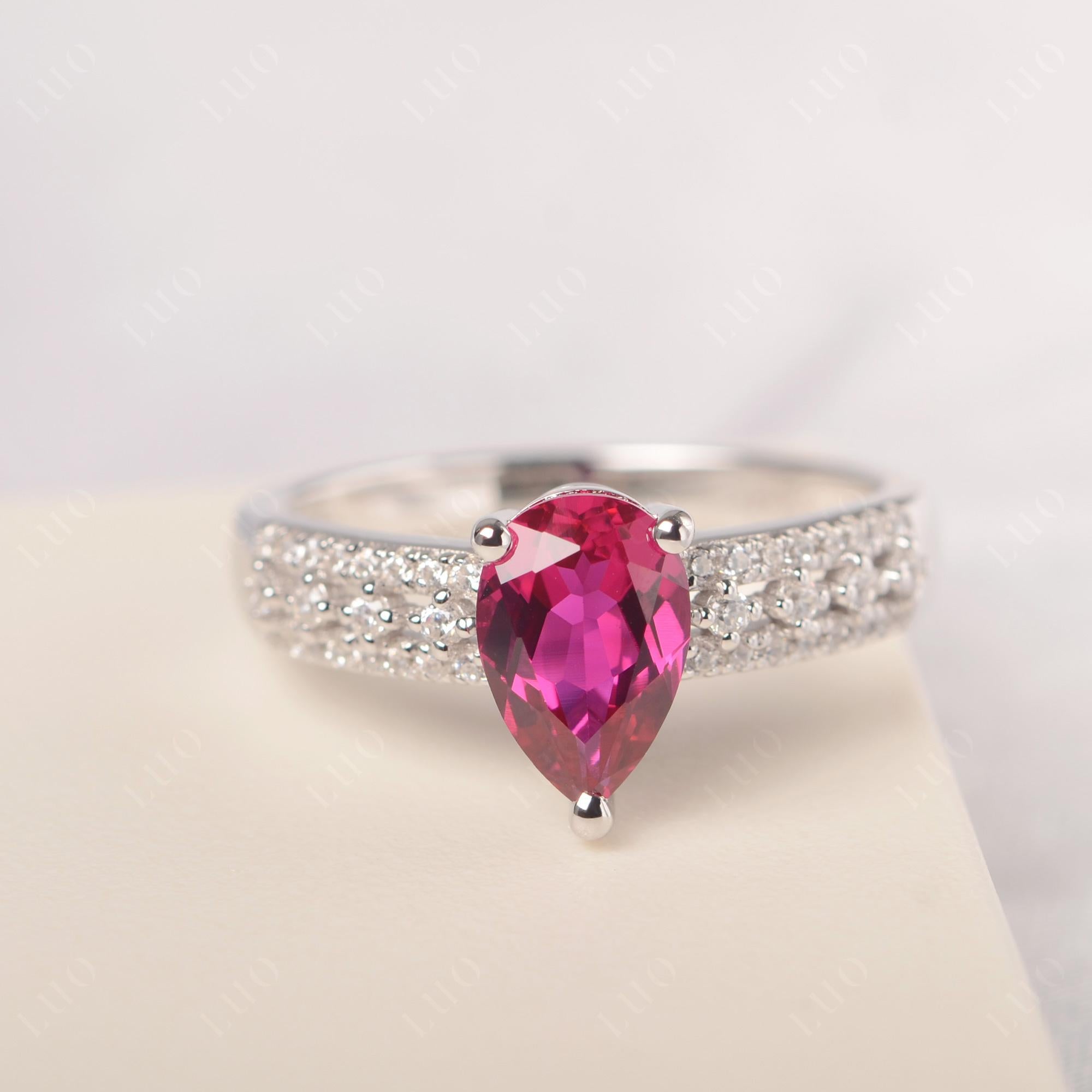 Ruby Pear Shaped Promise Ring - LUO Jewelry 