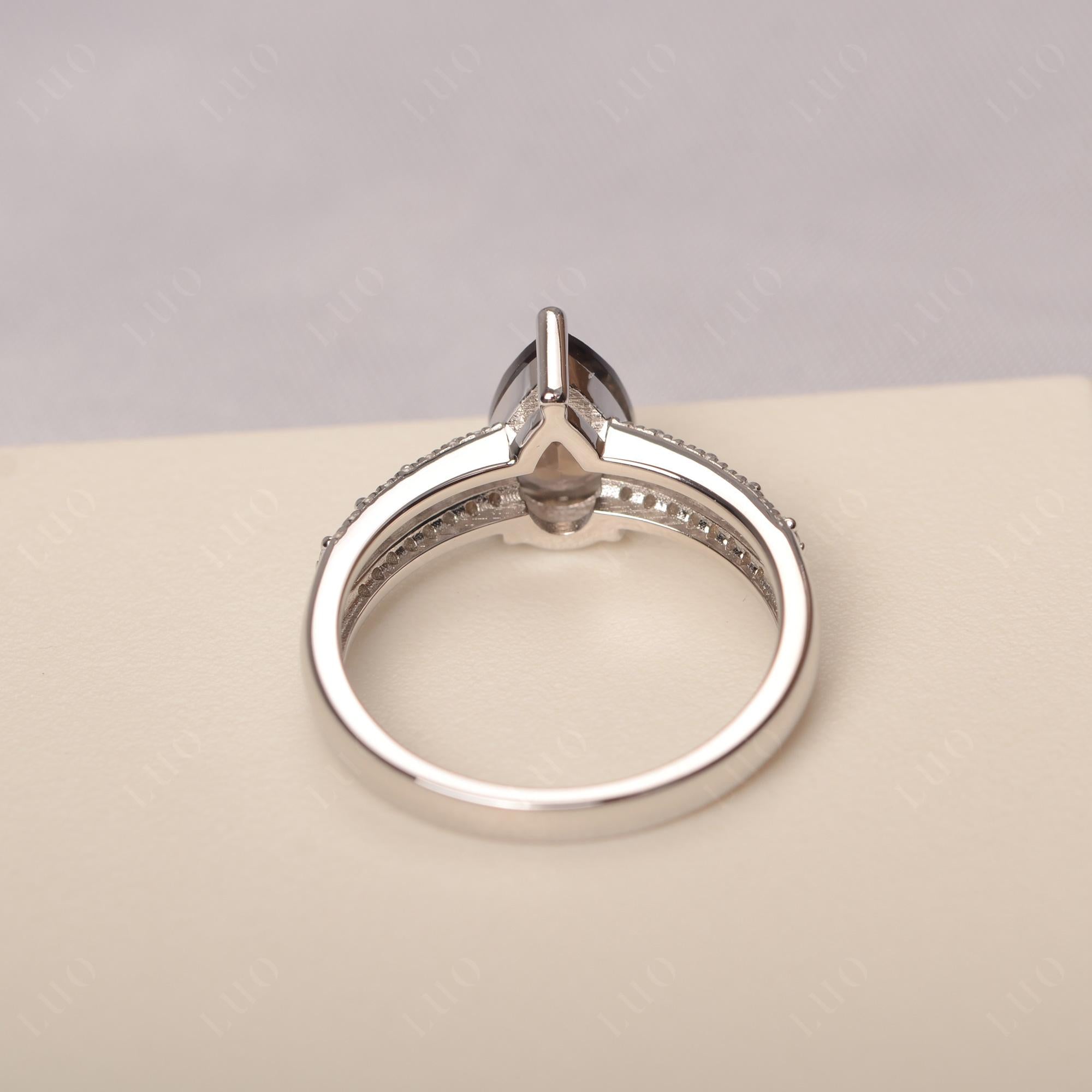 Smoky Quartz Pear Shaped Promise Ring - LUO Jewelry 